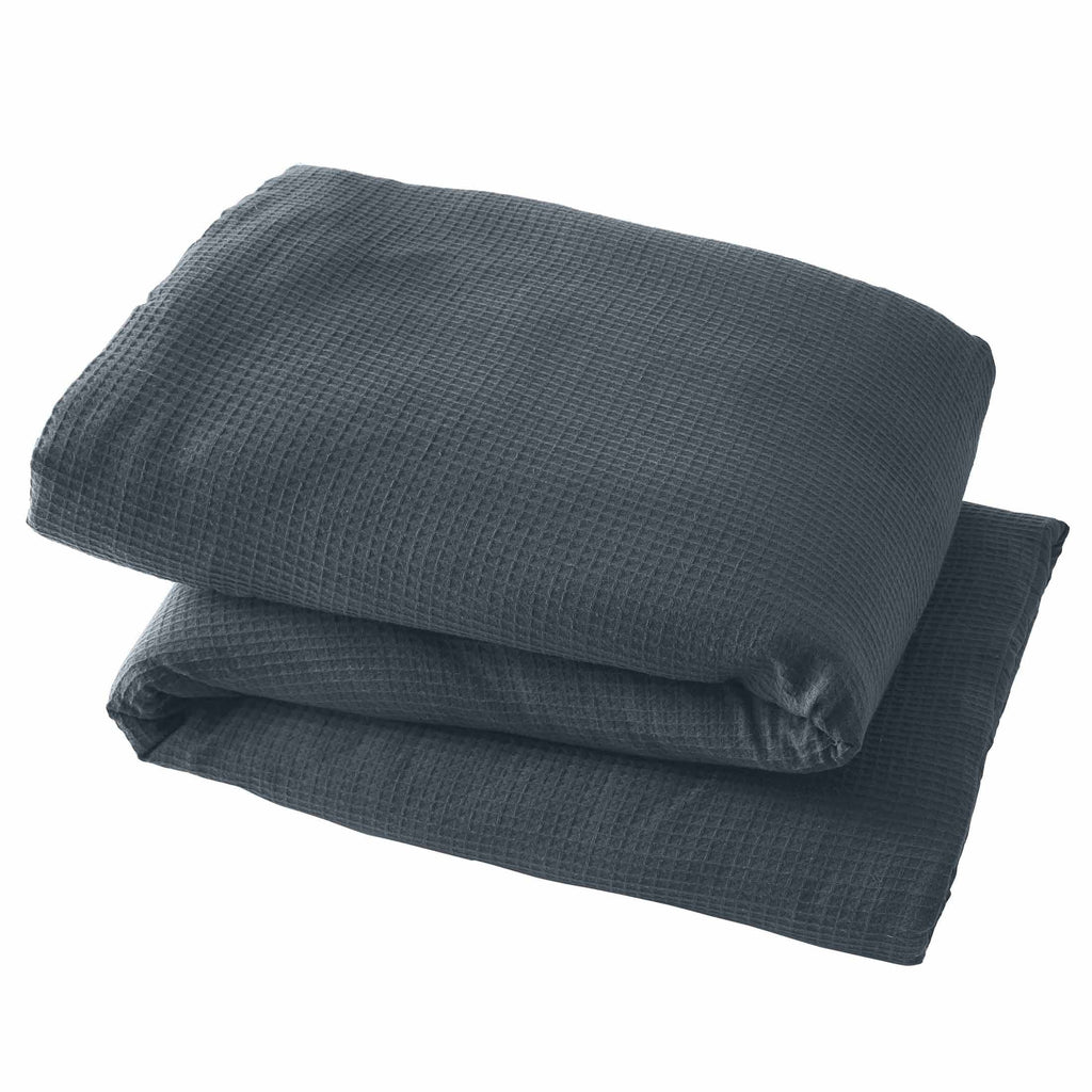 All-Season 3-Piece Grey Waffle Comforter Set, Adult Full/Queen - Cloud-Like Soft Lightweight Bed Comforter Detail