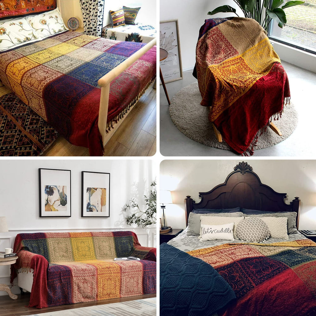 Lightweight Warm 75x60 Inch Machine Wash Boho Tribal Throws Blankets Colorful Bohemian Hippie Chenille Throw Covers Couch Furniture So... - Lightweight Plush Warm Blanket for All Seasons Detail