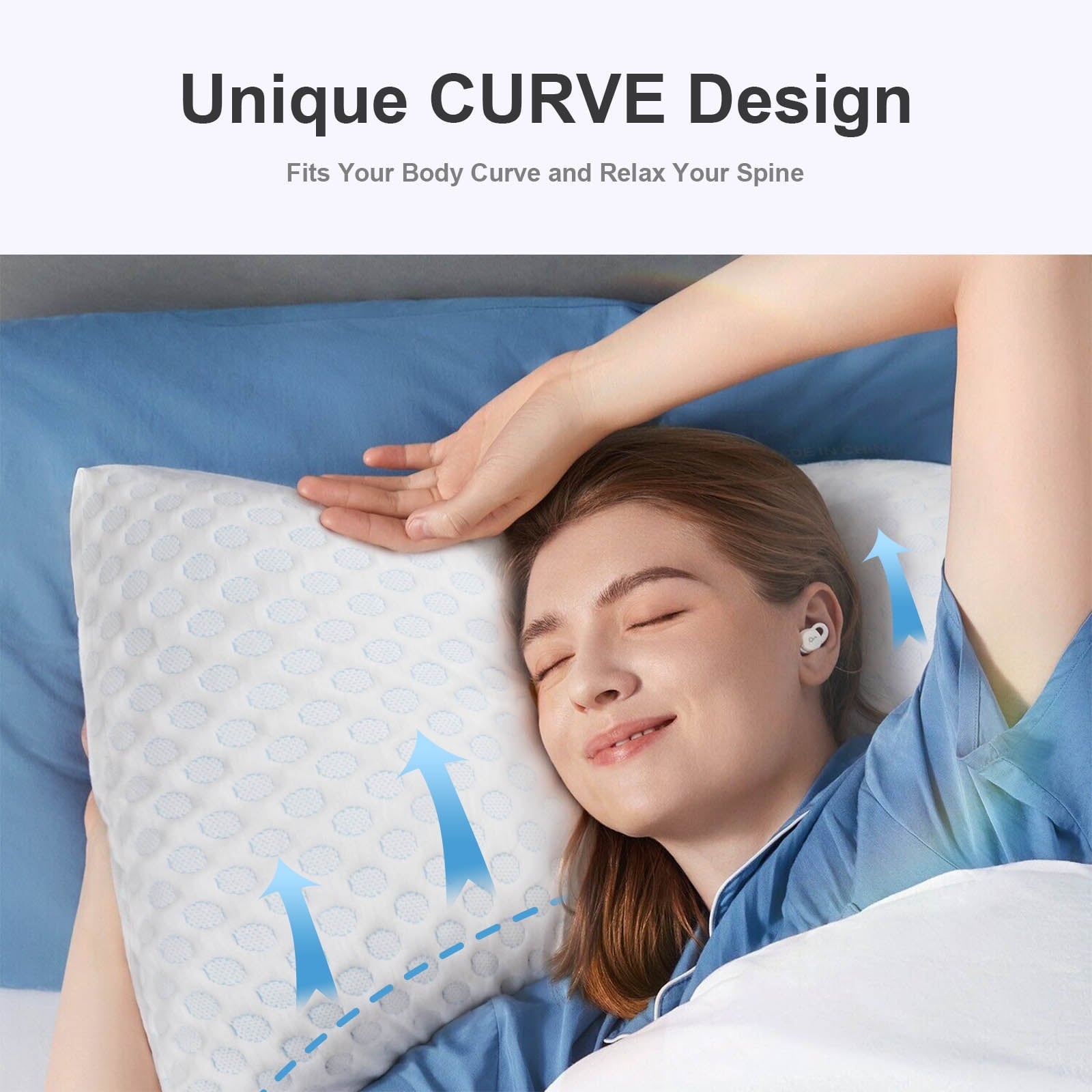 Fluffy Shredded Cooling Shredded Memory Foam Bed Pillows Adjustable Firm Support Pillow for Side and Back Sleepers Curved Pillows Set... - Decorative Throw Pillow Cushion for Sofa & Bed Detail
