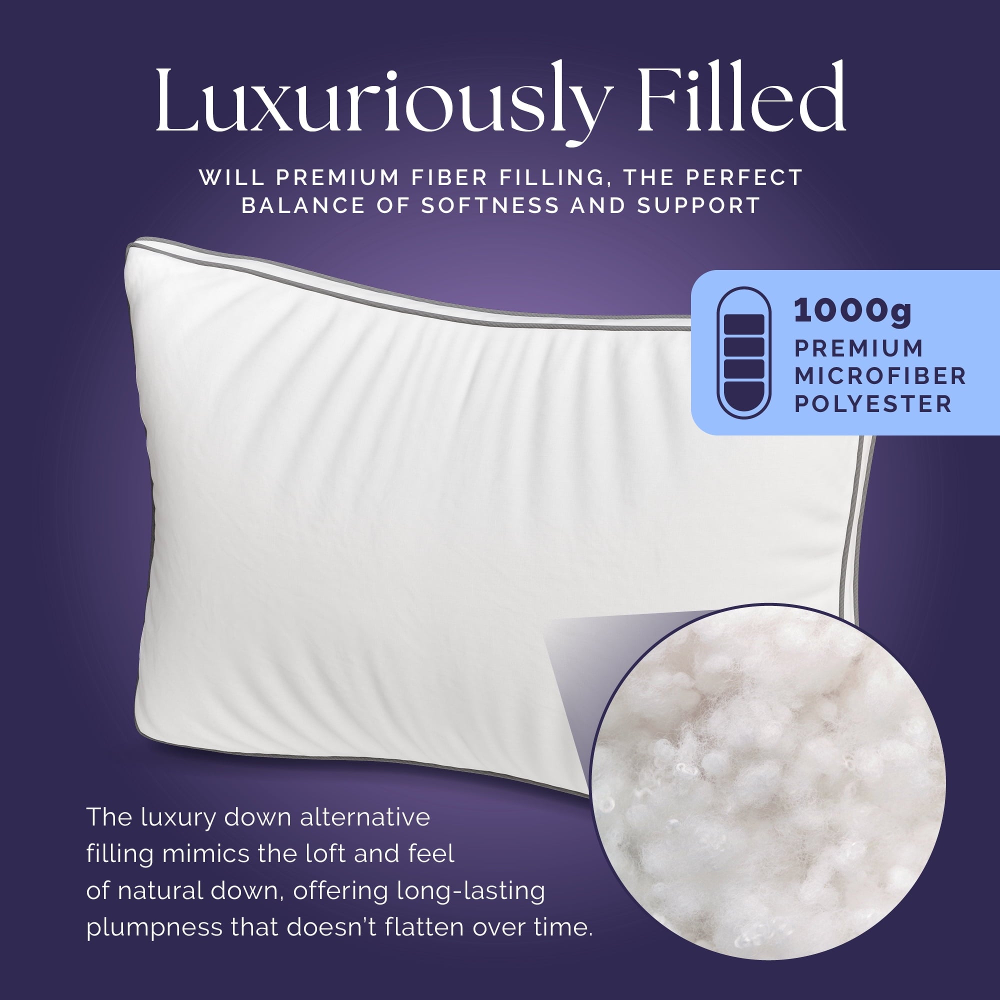 Orthopedic Support Bed Pillows Queen Size Set of 2 - Luxury Down Alternative Pillow - 5 Star Hotel Pillows for Back, Side and Stomach Sl... - Decorative Throw Pillow Cushion for Sofa & Bed Detail