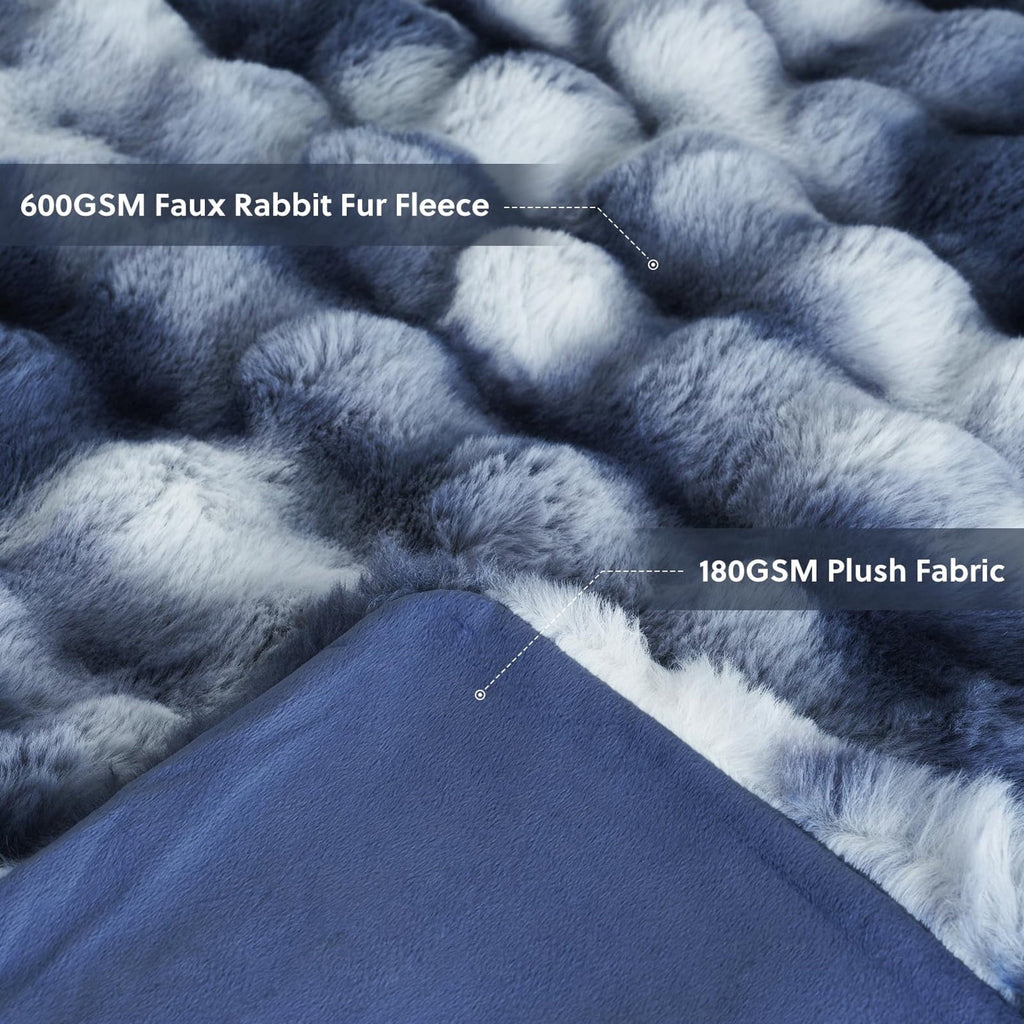 Super Soft Flannel Faux Fur Throw Blanket for Couch Luxury Fluffy Thick Bubble Blanket Warm Cozy Throw for Bedroom Living Room, 50" x 60... - Super Soft Reversible Sherpa Flannel Blanket Detail