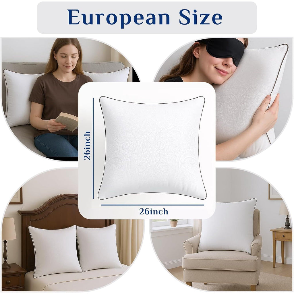 Orthopedic Support for Sleeping, Soft and Supportive Throw for Couch, Bed and Sofa, Down Alternative Pillow, 26x26 Inches - Decorative Throw Pillow Cushion for Sofa & Bed Detail