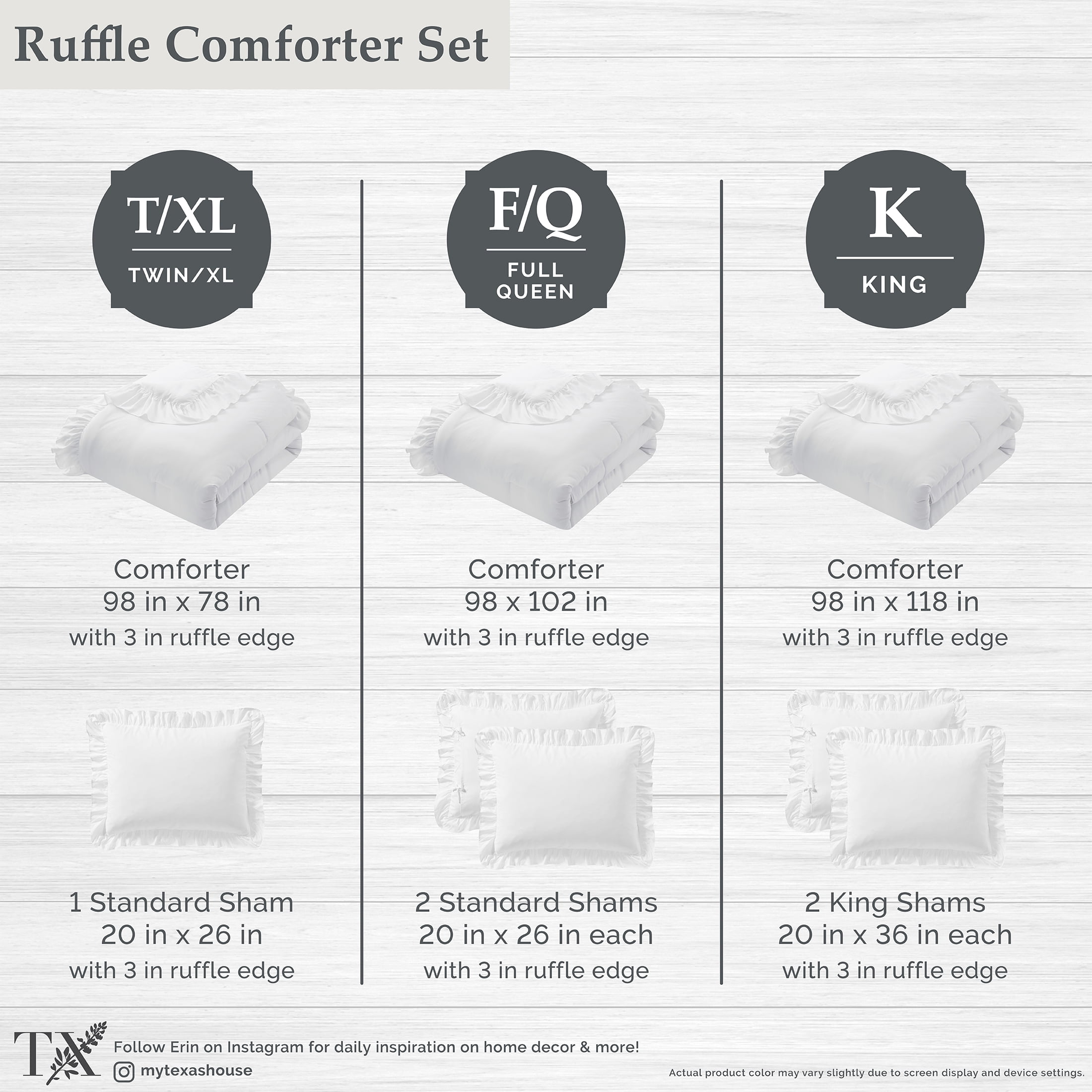 Hypoallergenic Cloud Full/Queen Comforter Set, All-Season, 3-Piece, White Ruffle - All-Season Down Alternative Comforter Insert Detail