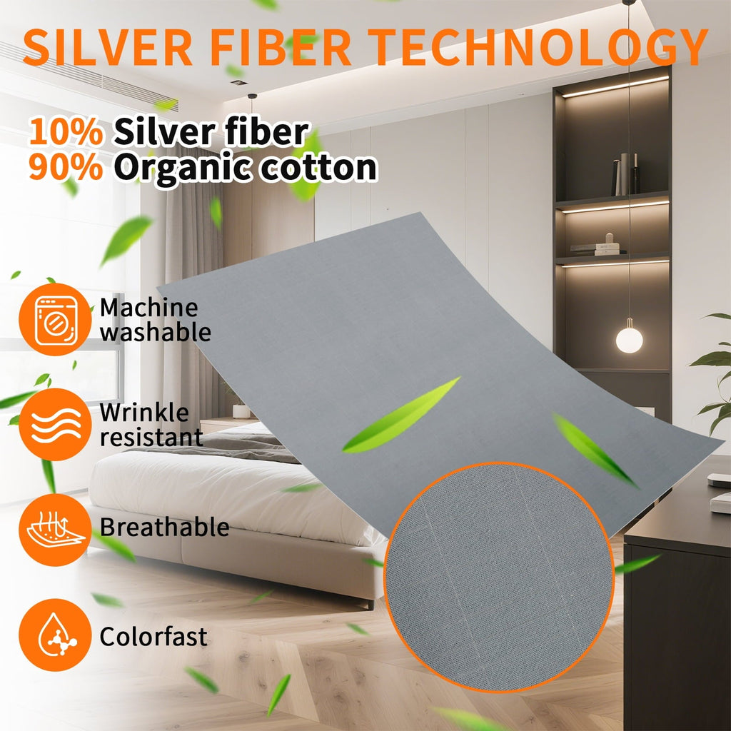 Cooling Sateen Grounding Sheets for All Mattress Sizes, Grounding Mat for Bed 10% Silver Fiber+90% Organic Cotton Grounding Sheets S... - Breathable Egyptian Cotton Flat & Fitted Sheets Detail