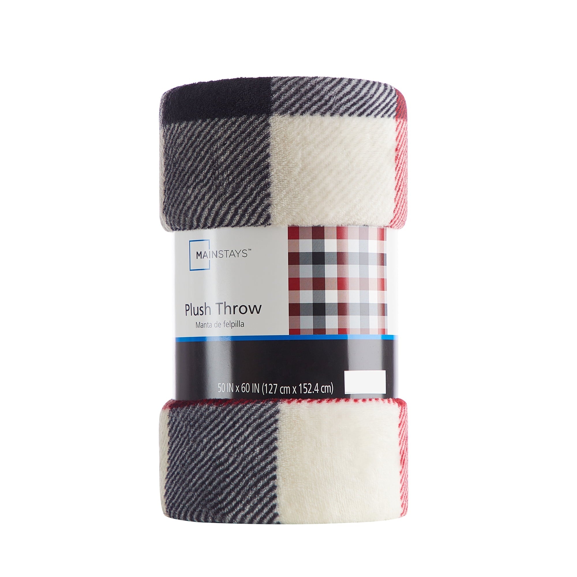 Lightweight Warm Cozy Plush Throw Blanket, Red Plaid 50" x 60" All Ages - Luxury Knitted Decorative Throw Blanket with Fringes Detail
