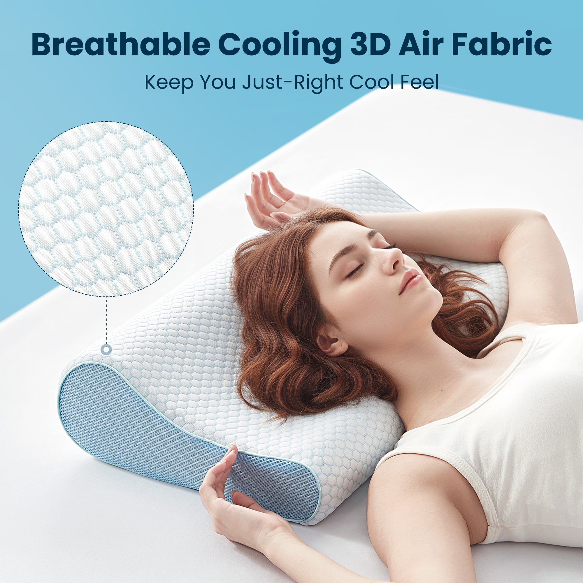 Hotel Collection Standard Cooling Memory Foam Pillow, Ergonomic Adjustable Orthopedic Contour Bed Pillows Neck Support for Side Back S... - Ergonomic Memory Foam Pillow for Neck Pain Support Detail