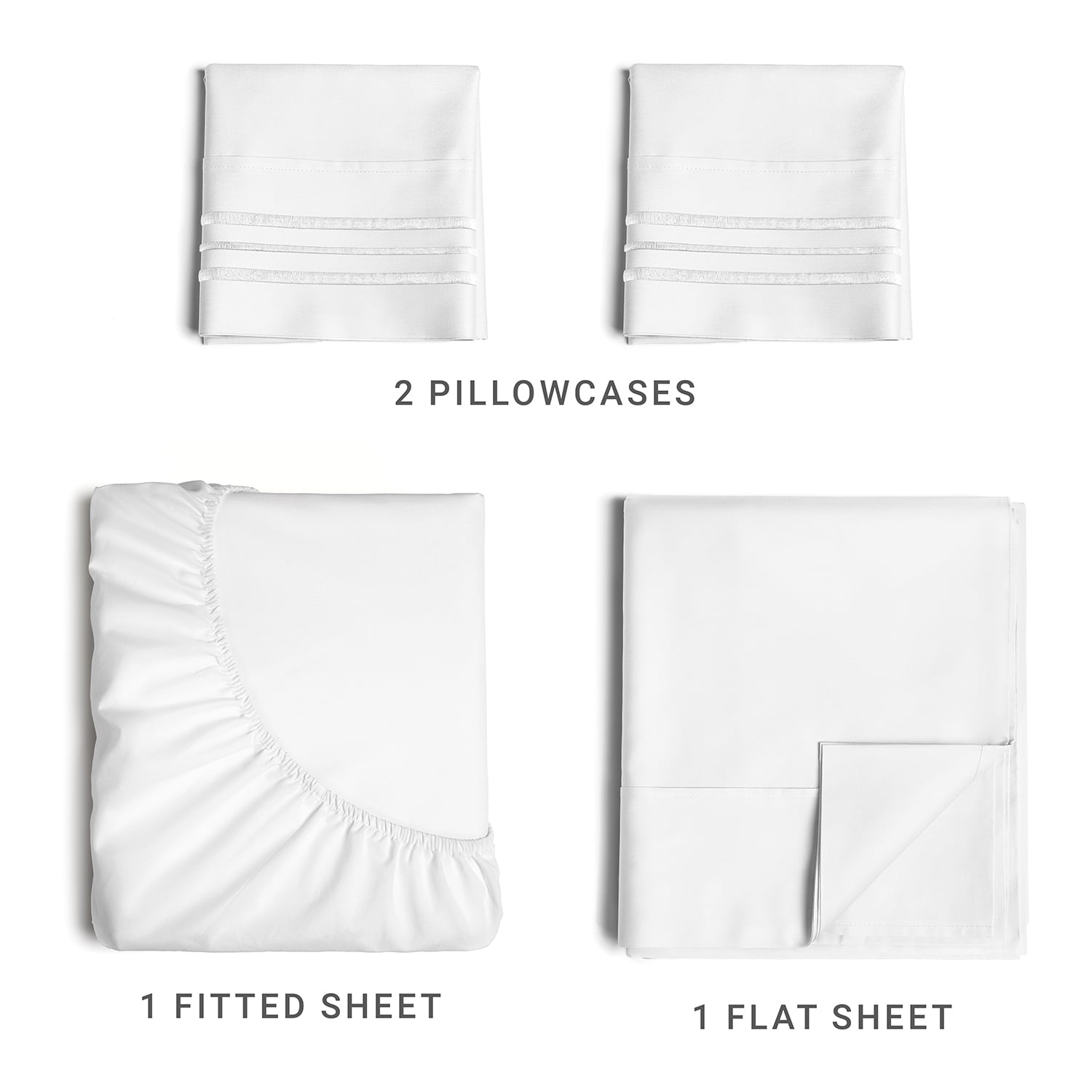 Breathable Luxury 4-Piece Ultra Soft & Comfy Hotel Luxury Sheet Set - Full Size Cooling Bed Sheet Fits 8"-16" Mattresses, White - Luxury Bed Sheet Set with Deep Pockets Detail