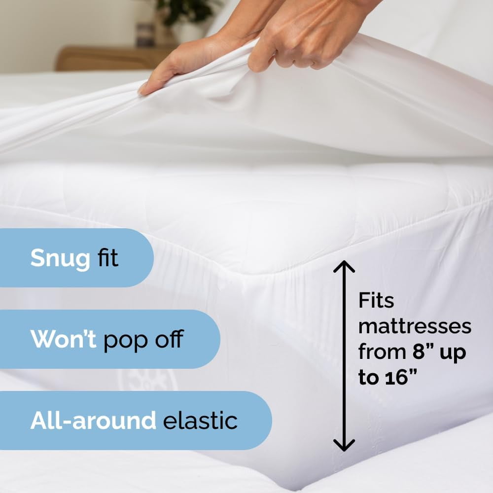Breathable Luxury 4-Piece Ultra Soft & Comfy Hotel Luxury Sheet Set - Full Size Cooling Bed Sheet Fits 8"-16" Mattresses, White - Luxury Bed Sheet Set with Deep Pockets Detail