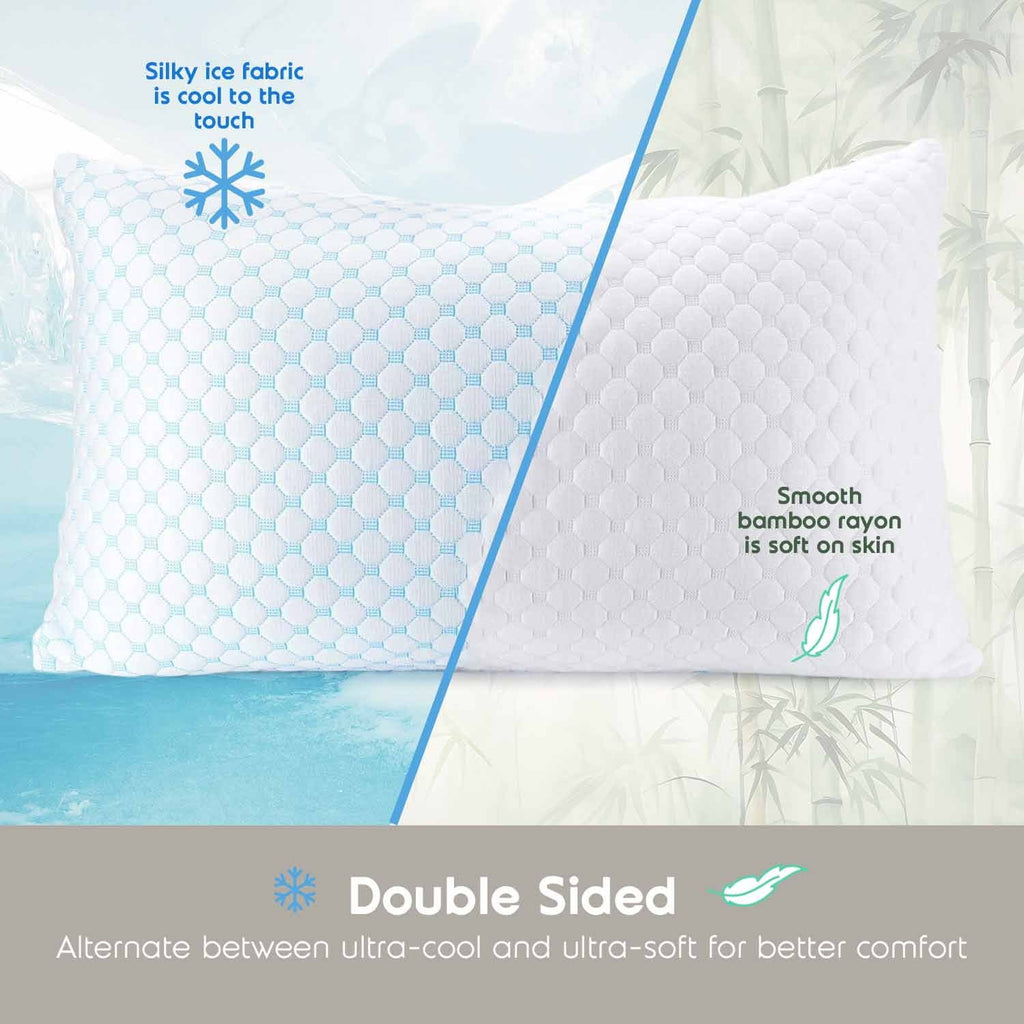 Ergonomic Memory Foam Cooling Pillows for Bed, Memory Foam Bed Pillow, Queen Pillows 20” X 28”, 2 Pack - Decorative Throw Pillow Cushion for Sofa & Bed Detail