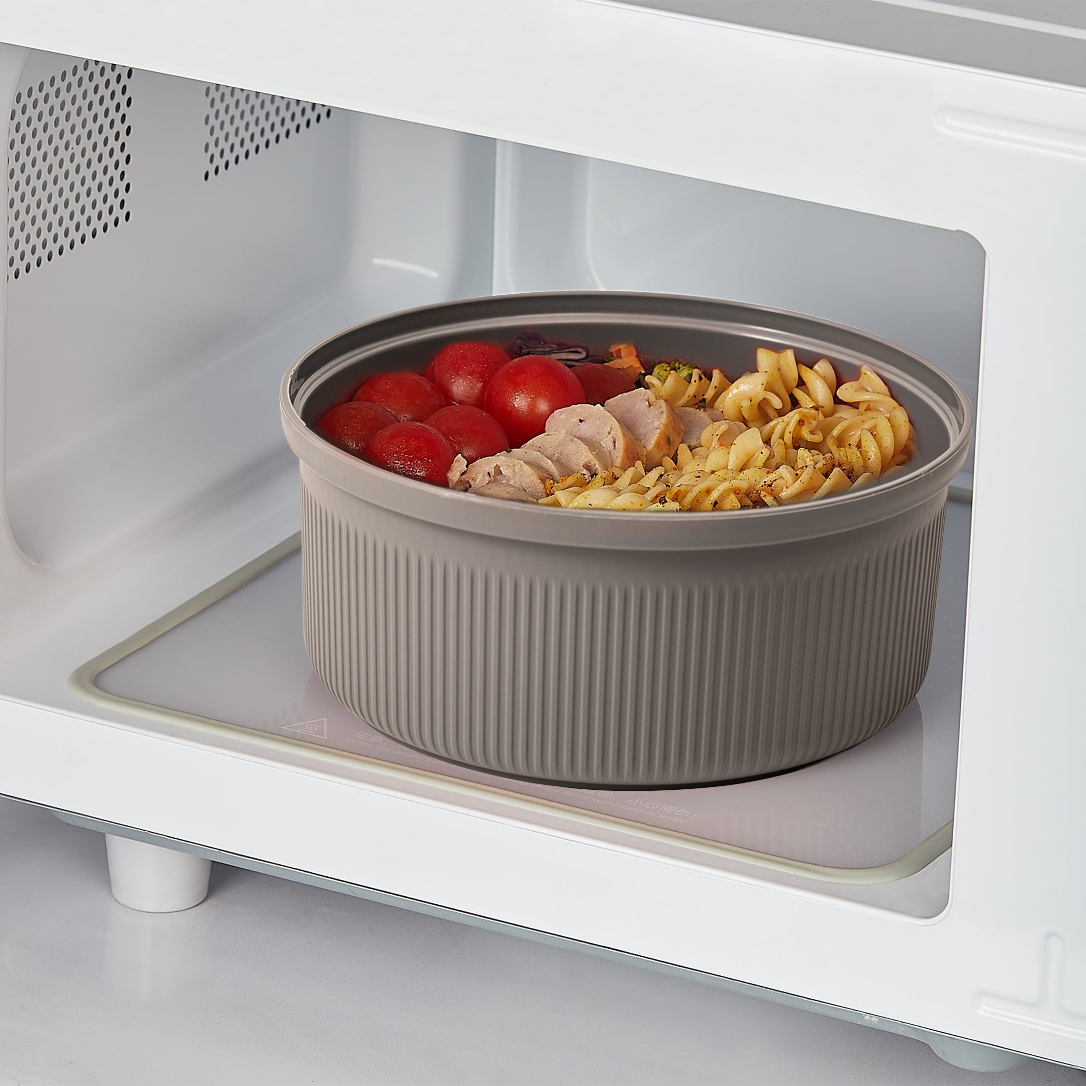 Deliciously Squishy Food Storage Bento Container, Round, Grey, 47oz Capacity, Ideal Use for Workday Meals and Travel - Deliciously Soft Cupcake Sensory Glob Detail