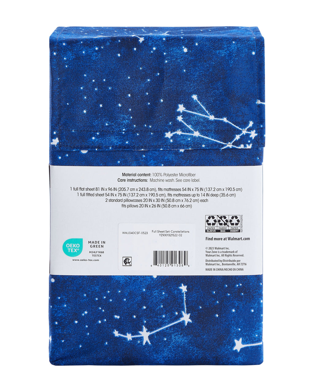 Cooling Sateen Kids Soft Microfiber Sheet Set, Navy Blue Stars, Full, 4 Pieces, Easy Care - Premium Ultra-Soft Pillowcase Pair for Sleeping Detail