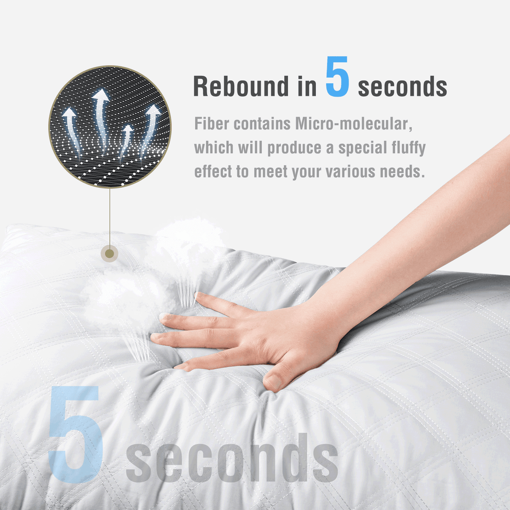 Orthopedic Support Bed Pillows Queen Size Set of 2 Pillows for Bed 2 Pack Cooling Hotel Collection Down Alternative Pillows 20 x 30 inches - Decorative Throw Pillow Cushion for Sofa & Bed Detail