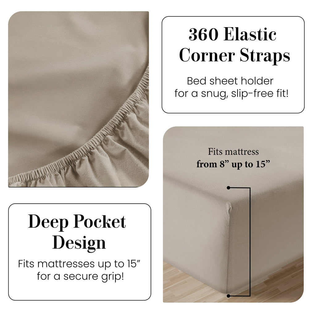 Wrinkle-Resistant 100% Cotton Sheets Set – 4 Piece Cal King Bed Sheet, Soft & Comfy All Season Breathable Percale Weave, 15” Snug Fit D... - Breathable Egyptian Cotton Flat & Fitted Sheets Detail
