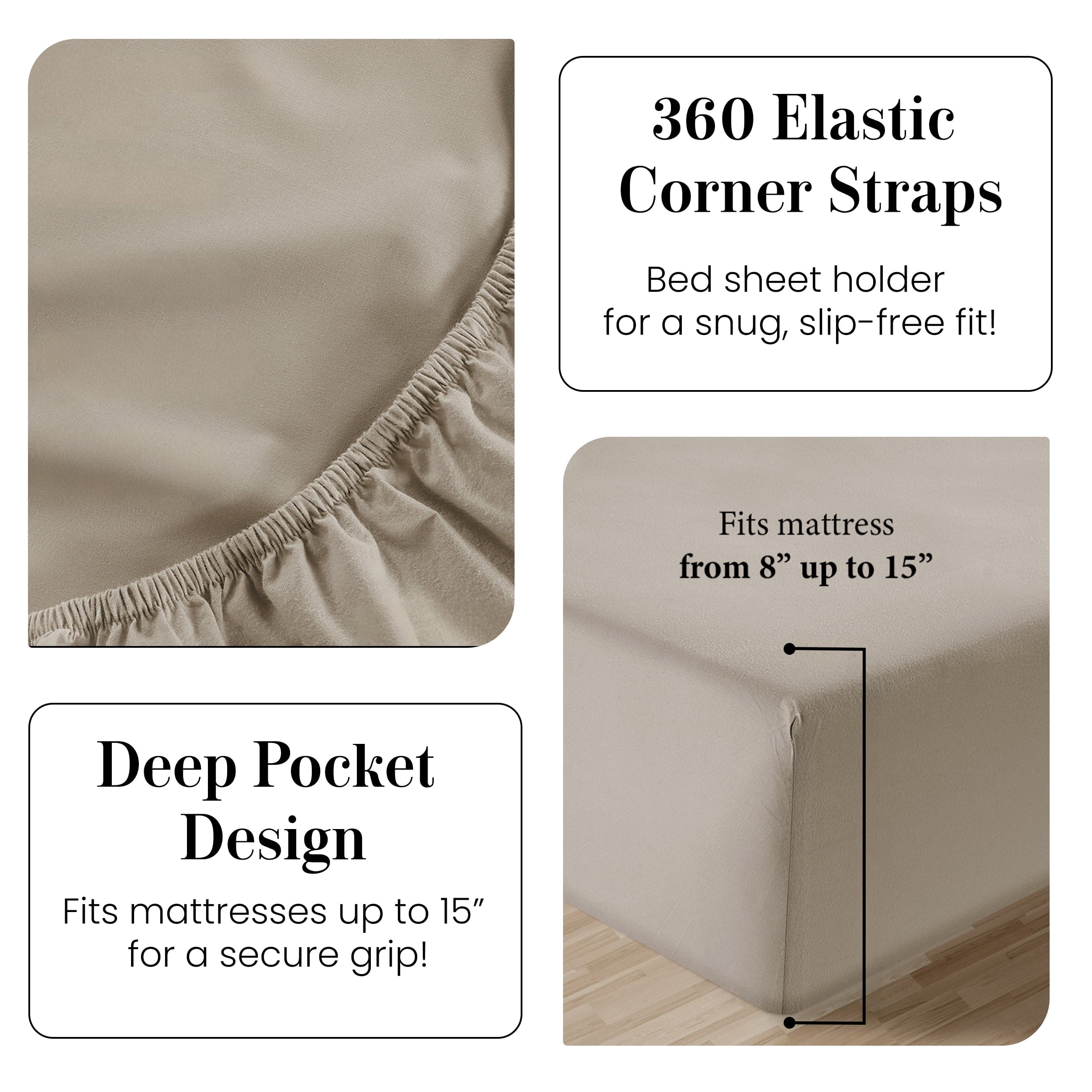 Wrinkle-Resistant 100% Cotton Sheets Set – 4 Piece Cal King Bed Sheet, Soft & Comfy All Season Breathable Percale Weave, 15” Snug Fit D... - Breathable Egyptian Cotton Flat & Fitted Sheets Detail
