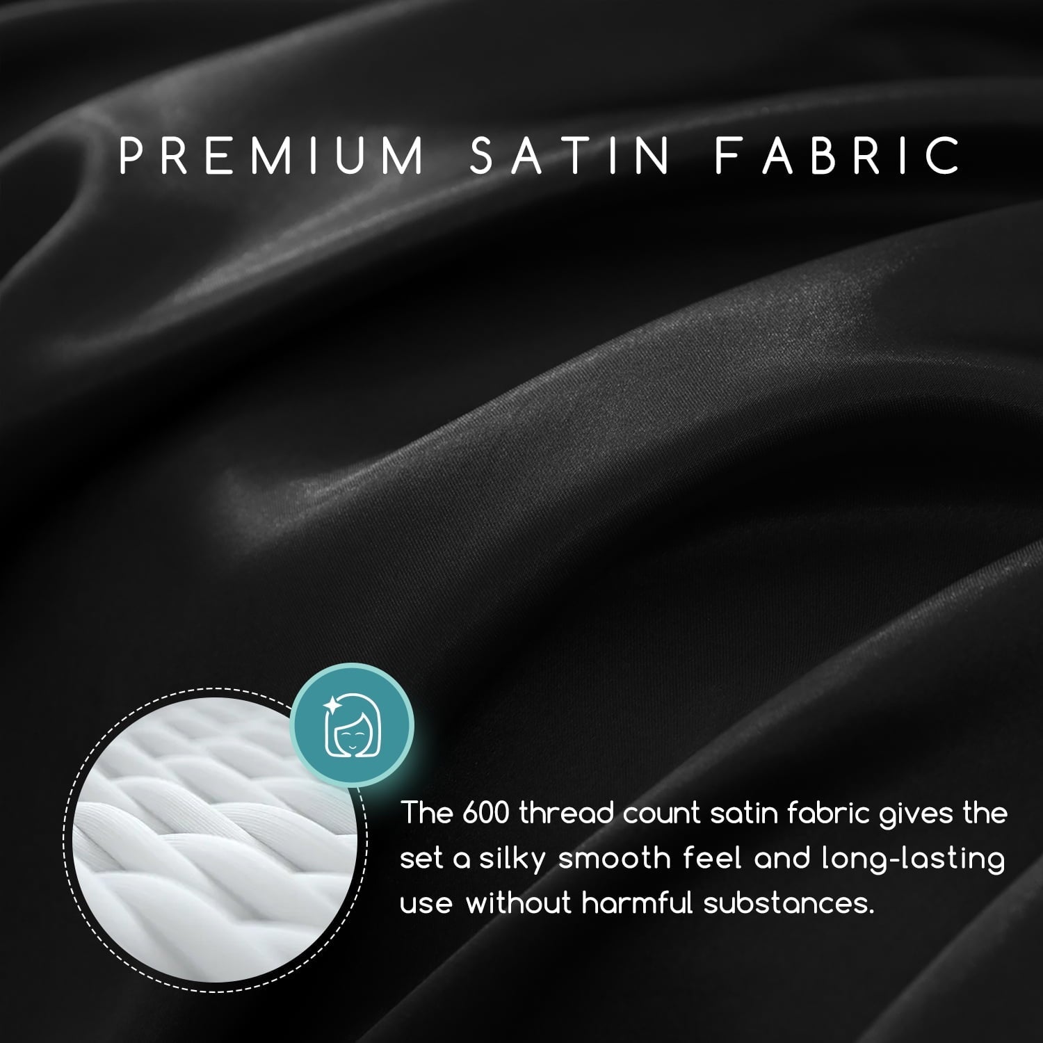 Cooling Sateen Set Queen 4 Pcs, Silky Elegant Luxurious Queen Size Bed s, with Flat , Deep Pocket Fitted for Mattress and Matching P... - Luxury Bed Sheet Set with Deep Pockets Detail