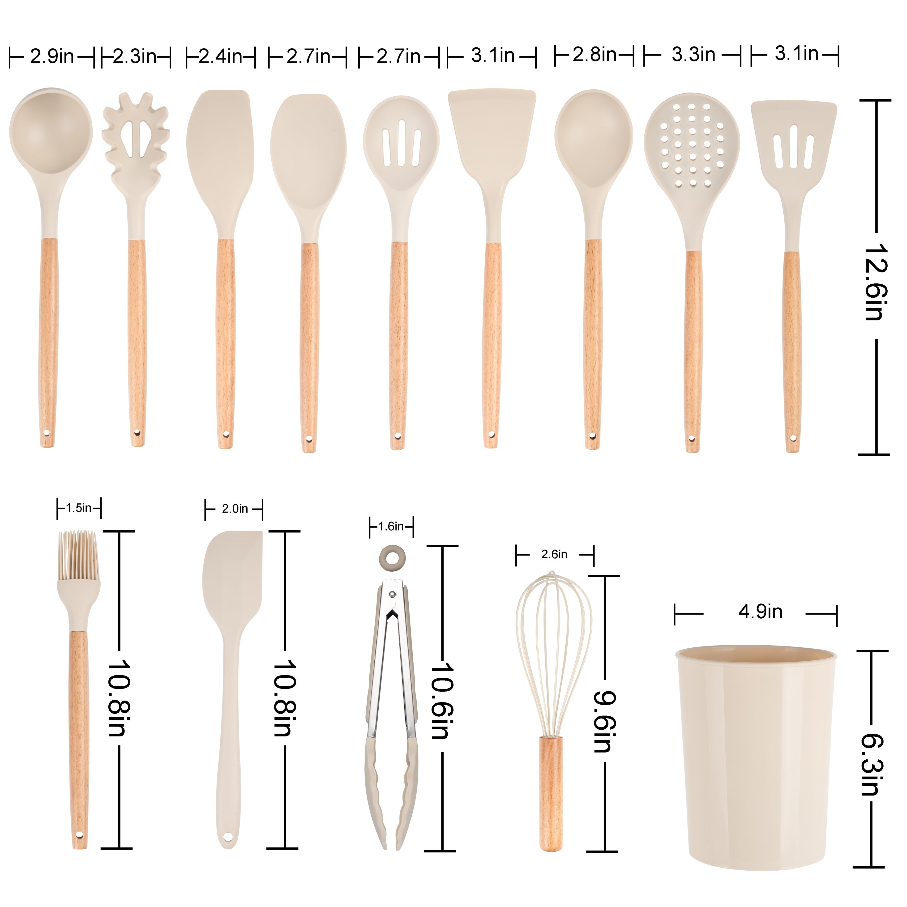 Heat-Resistant 14pcs Cooking Utensil Set with Caddy - Ergonomic Kitchen Tongs and Cooking Spoon Utensil Detail