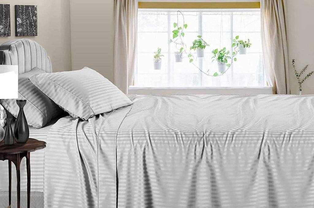 Cooling Sateen 4 Piece 100% Egyptian Cotton Bed Sheets Set - Luxury Soft & Sheets - Deep Pocket of 16" Inch - Hotel Style Silky Bedd... - Breathable Egyptian Cotton Flat & Fitted Sheets Detail