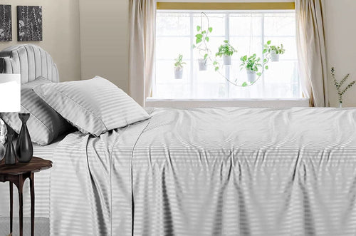 Cooling Sateen 4 Piece 100% Egyptian Cotton Bed Sheets Set - Luxury Soft & Sheets - Deep Pocket of 16" Inch - Hotel Style Silky Bedd... - Breathable Egyptian Cotton Flat & Fitted Sheets Detail
