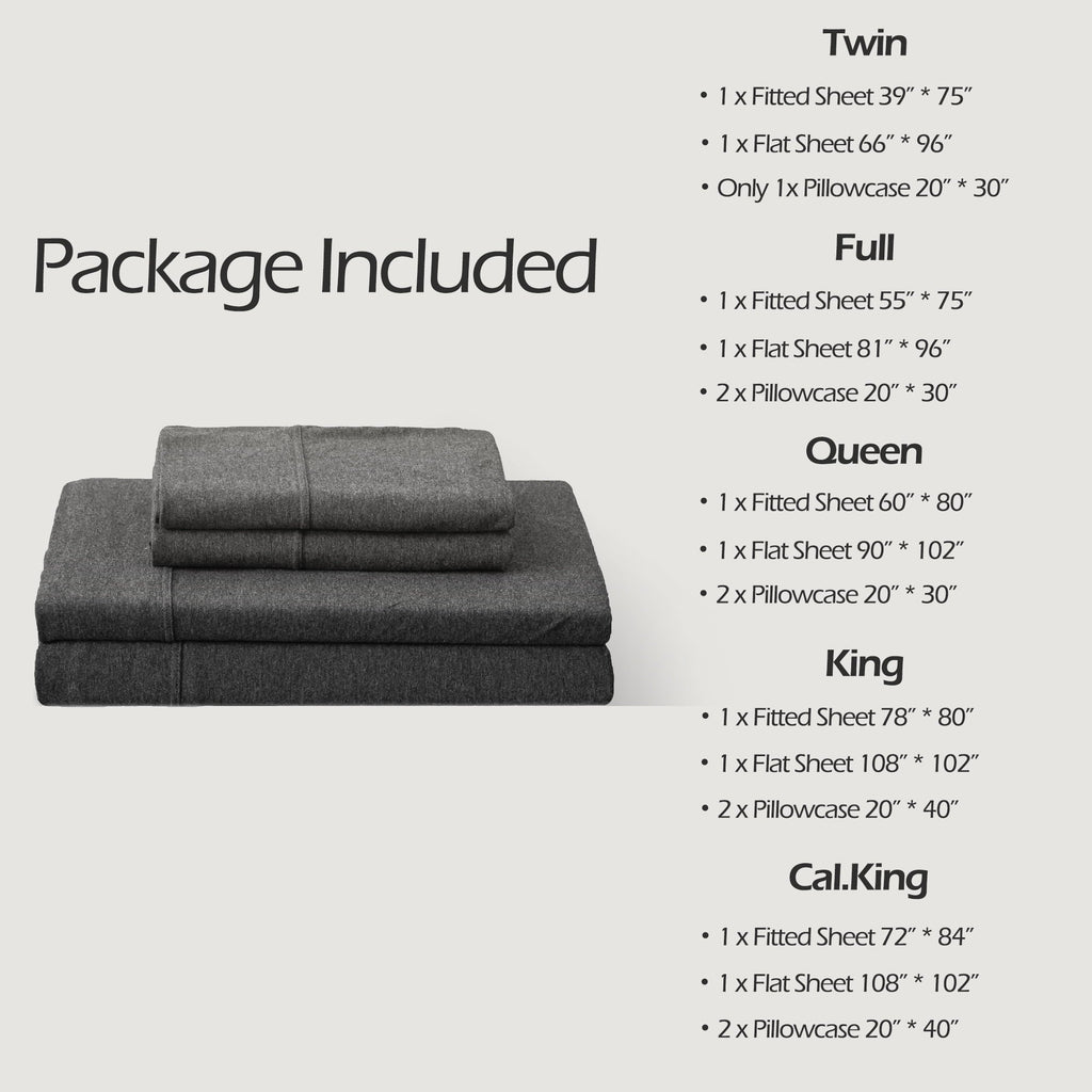 Cooling Sateen 100% Cotton Jersey Knit 4pc Bed Sheet Set Extra Deep Pocket up to 20" Charcoal Gray Queen - Premium Ultra-Soft Pillowcase Pair for Sleeping Detail