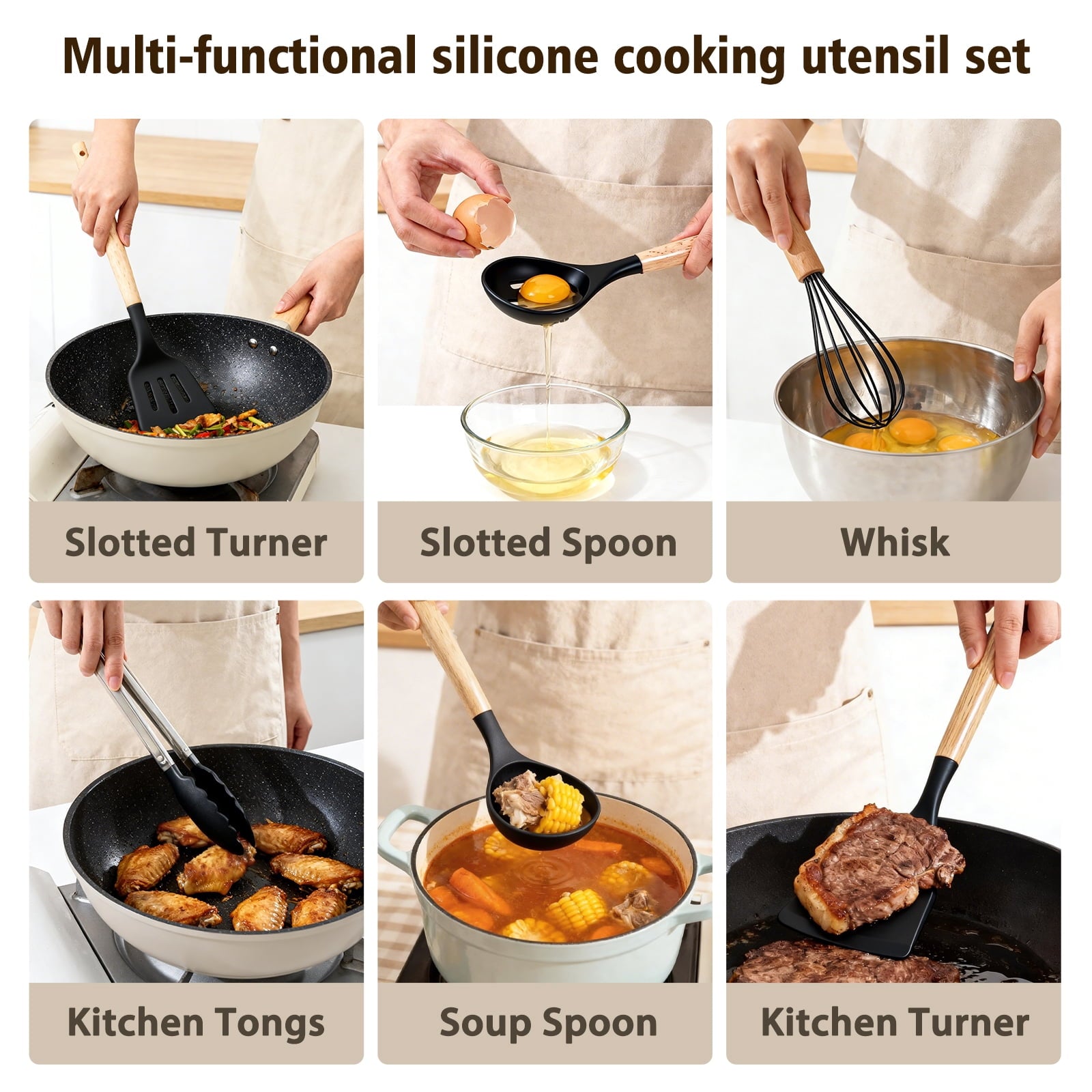 Chef-Quality Silicone Cooking Utensils Set, Heat Resistant Kitchen Cooking Utensils Set, 12 PCS Handle Silicone Kitchen Gadgets Ut... - Professional Kitchen Tool for Culinary Enthusiasts Detail