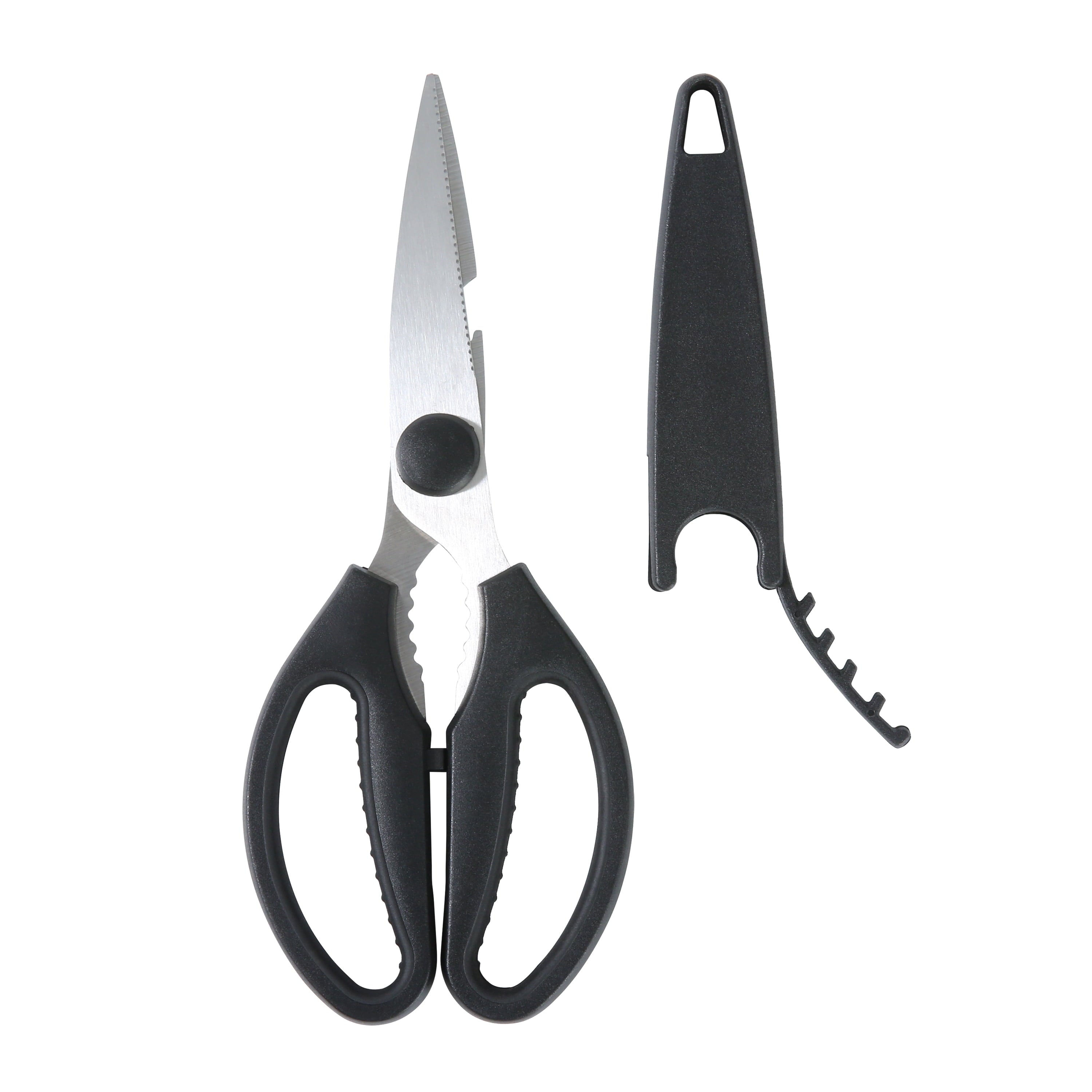 Multi-Functional Stainless Steel Multi-Purpose 8.6in Kitchen Shears - Premium Stainless Steel Garlic Presser & Peeler Detail
