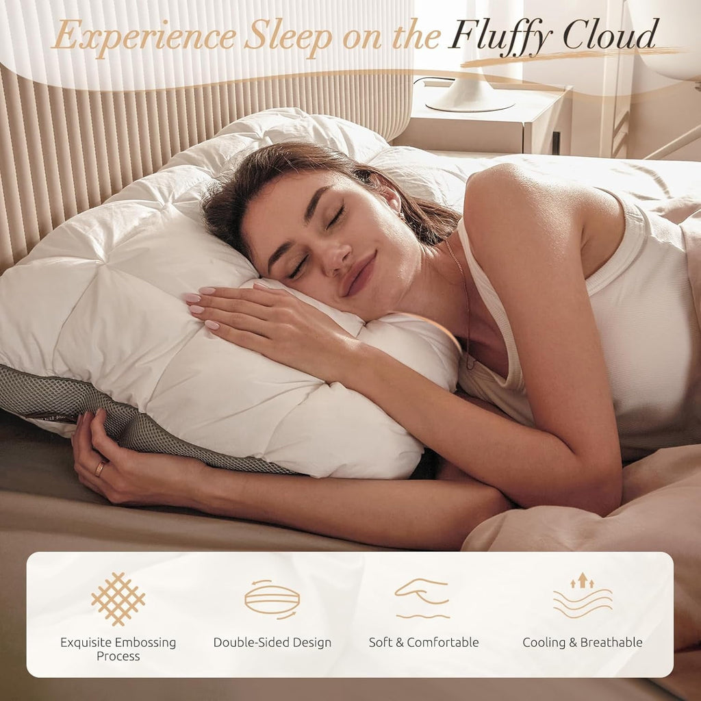 Hotel Collection Hotel Cervical Pillow for Sleeping – Ergonomic Contour Neck Support Bed Pillow, Fluffy and Supportive for Side, Back ... - Hotel Quality Plush Sleeping Pillows Detail
