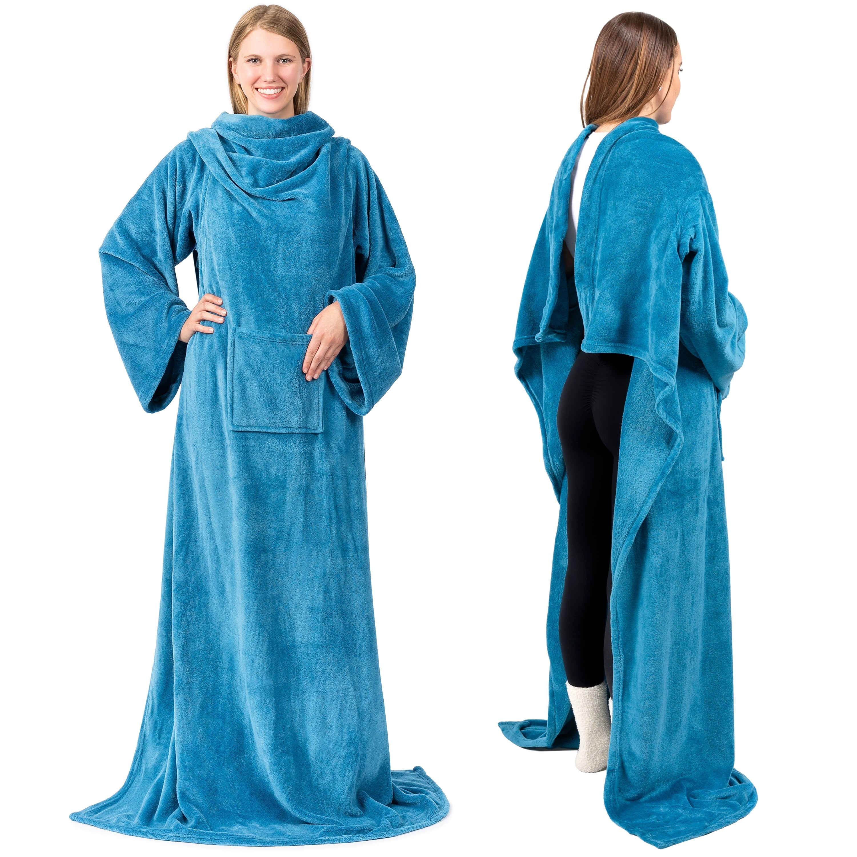 Lightweight Warm Wearable Blanket with Sleeves for Adult Women Men, Cozy Fleece Warm Wrap Throw Blanket with Arms, Pocket, Gifts for C... - Lightweight Plush Warm Blanket for All Seasons Detail