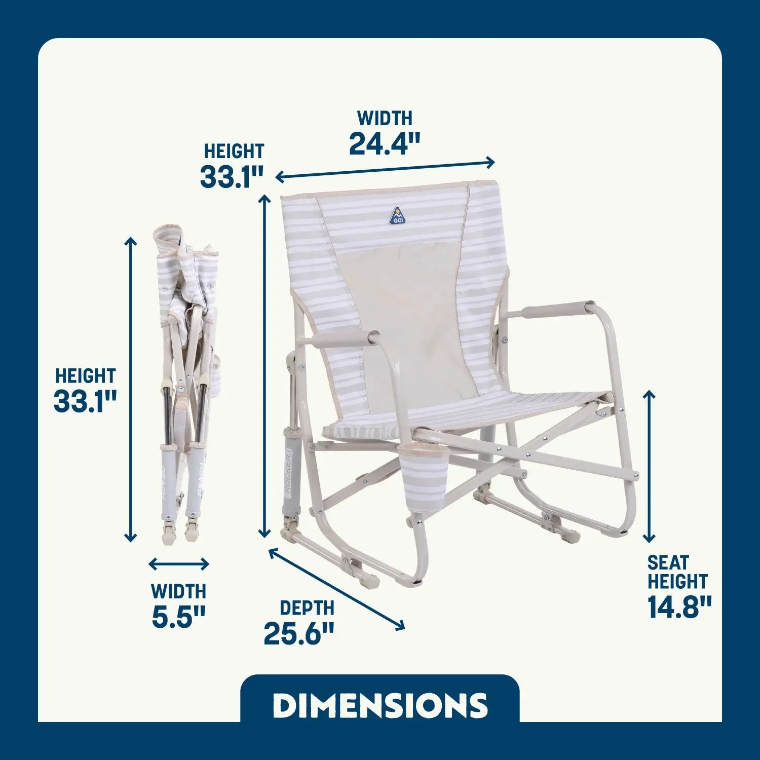 Heavy-Duty Freestyle Beach Rocker - Choice 712 - Heavy-Duty Kickback Rocker with Beverage Holder Detail