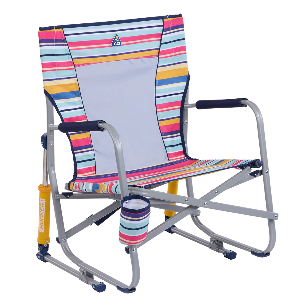 Heavy-Duty Freestyle Beach Rocker - Choice 712 - Heavy-Duty Kickback Rocker with Beverage Holder - Multi Stripe
