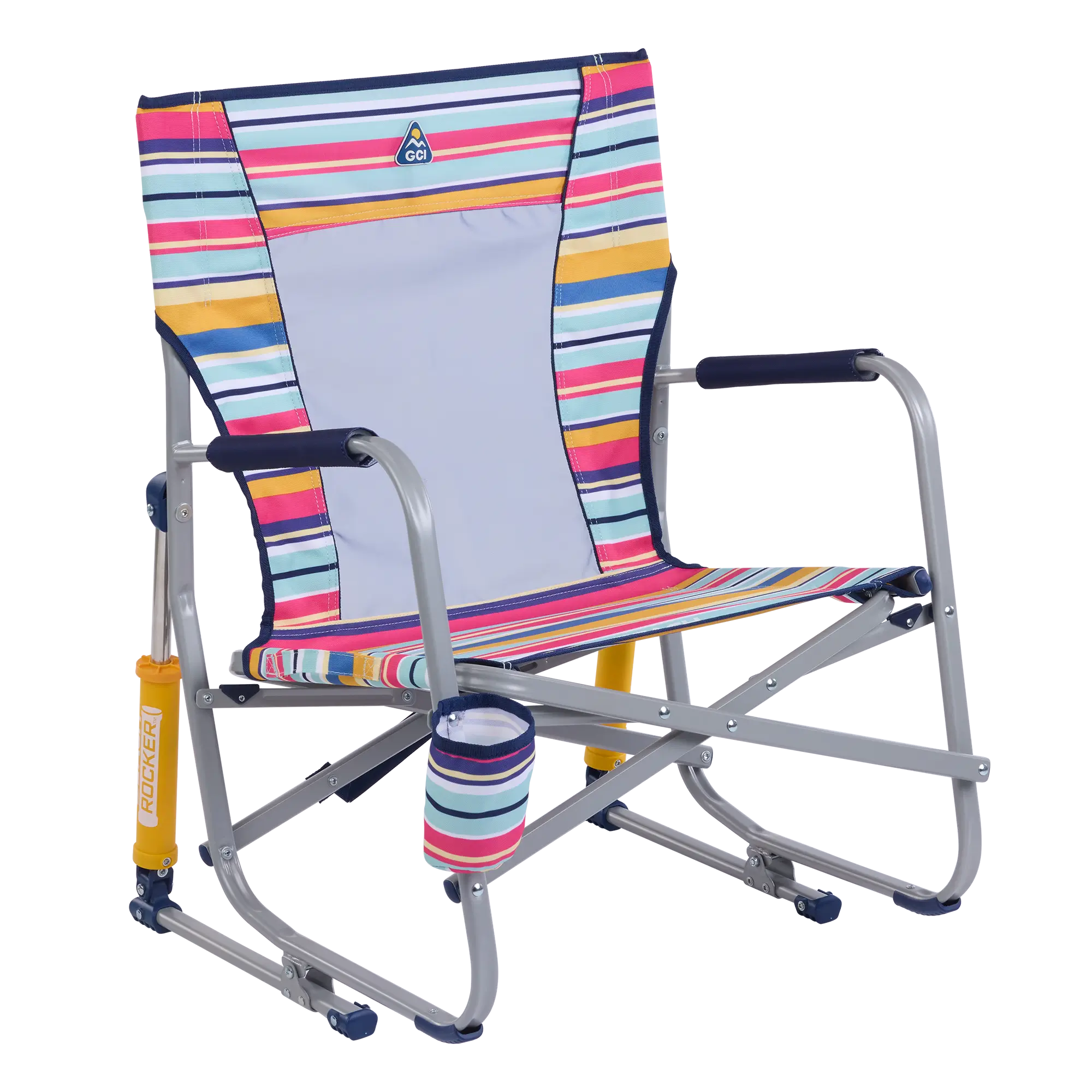 Heavy-Duty Freestyle Beach Rocker - Choice 712 - Heavy-Duty Kickback Rocker with Beverage Holder - Multi Stripe