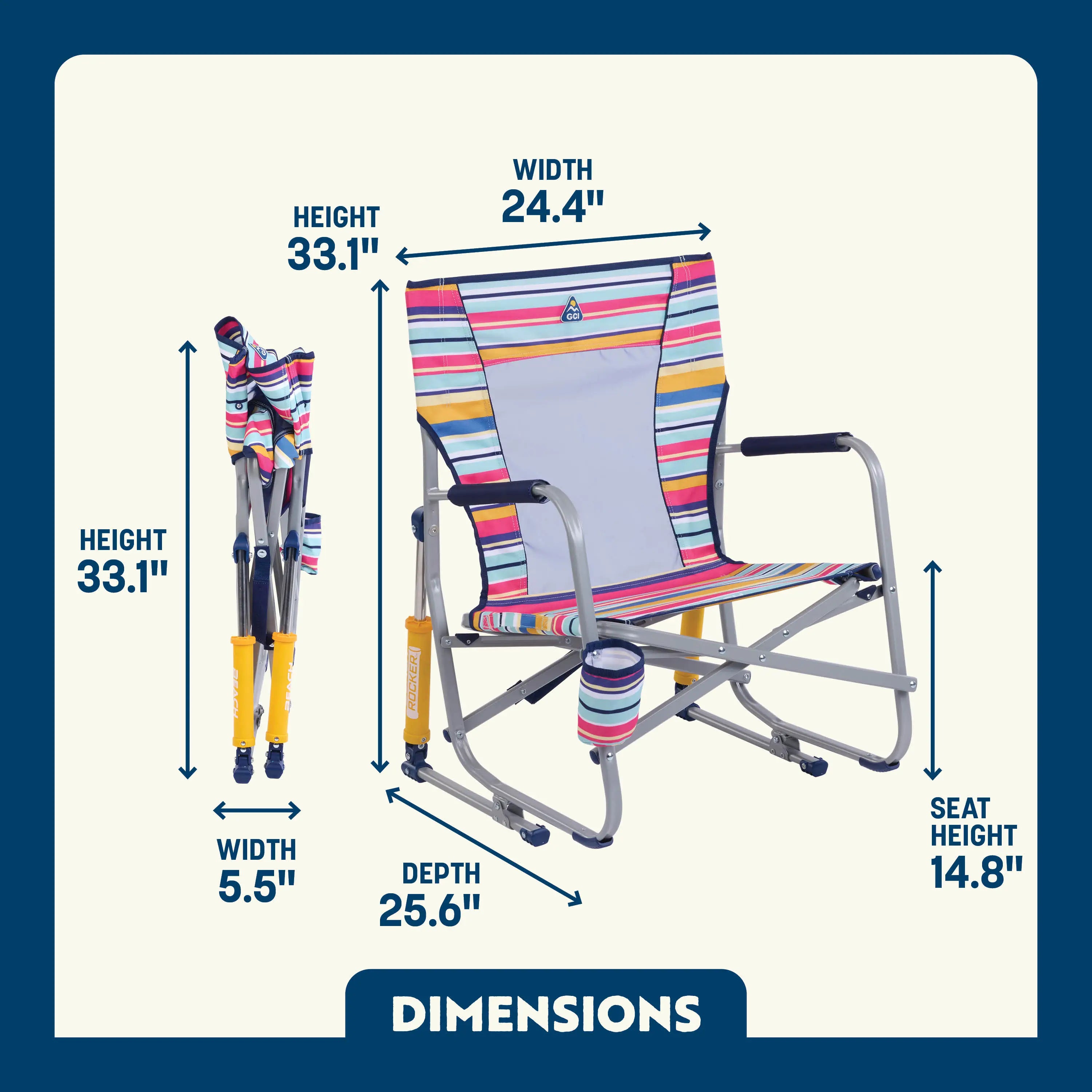 Heavy-Duty Freestyle Beach Rocker - Choice 712 - Heavy-Duty Kickback Rocker with Beverage Holder Detail