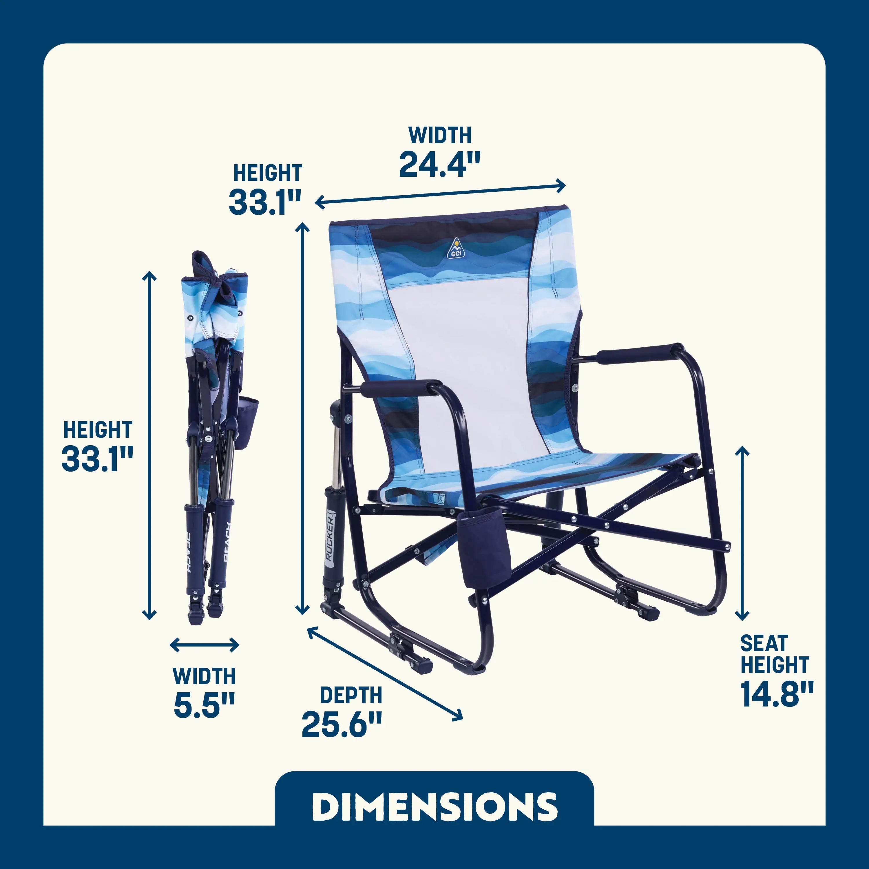 Heavy-Duty Freestyle Beach Rocker - Choice 712 - Heavy-Duty Kickback Rocker with Beverage Holder Detail