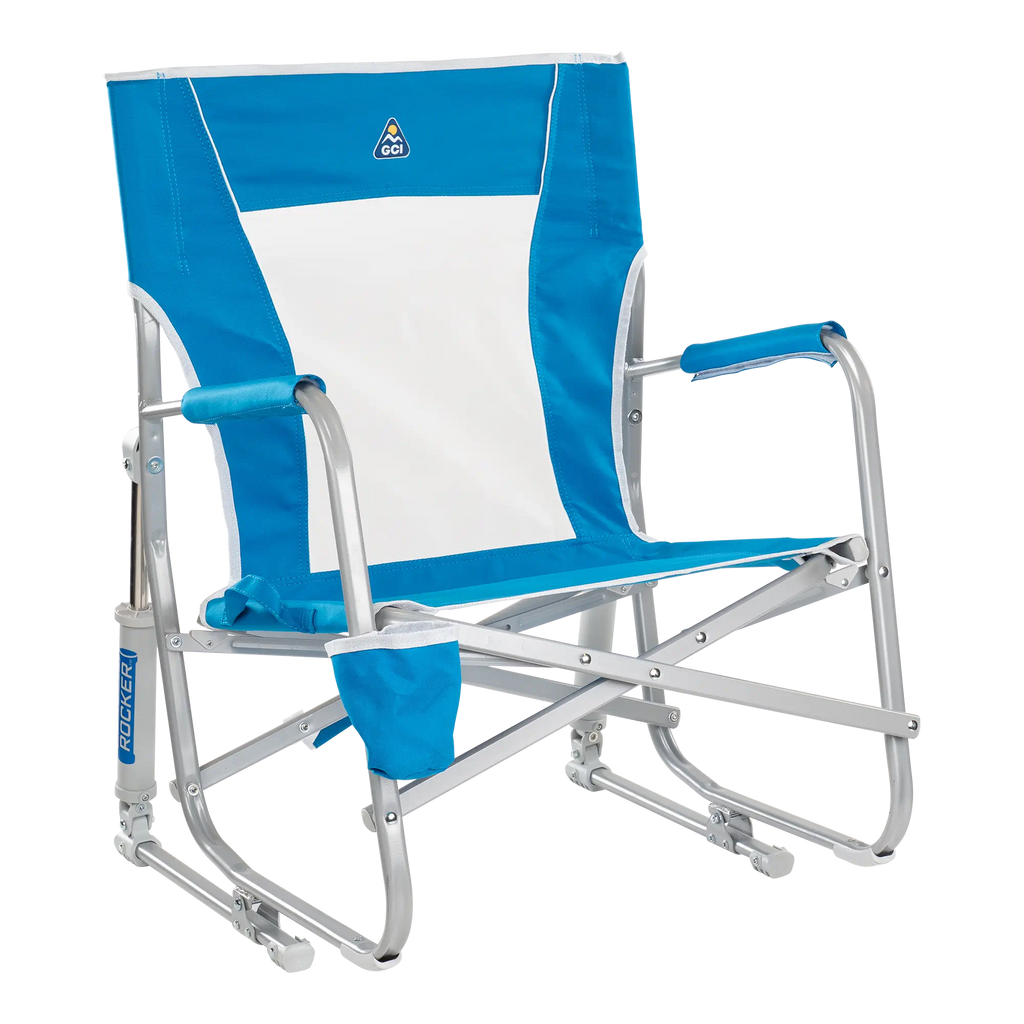 Heavy-Duty Freestyle Beach Rocker - Choice 712 - Heavy-Duty Kickback Rocker with Beverage Holder - Saybrook Blue