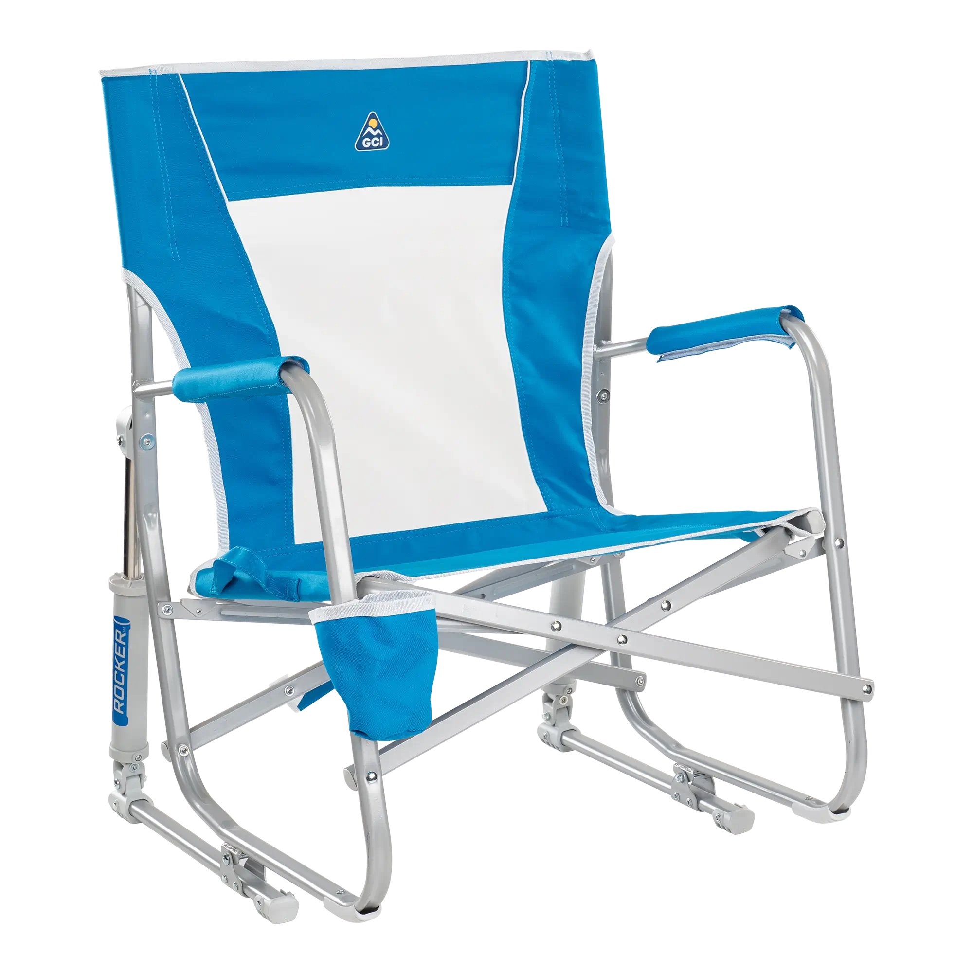 Heavy-Duty Freestyle Beach Rocker - Choice 712 - Heavy-Duty Kickback Rocker with Beverage Holder - Saybrook Blue