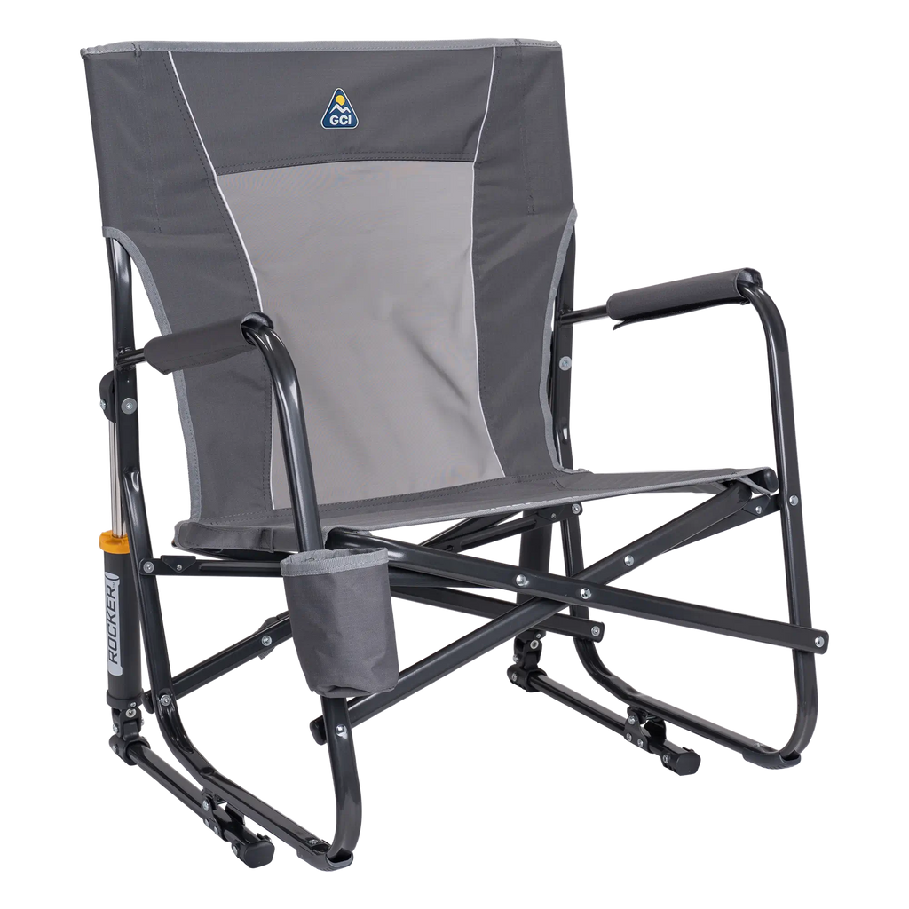 Heavy-Duty Freestyle FirePit Rocker - Choice 737 - Patented Spring-Action Rocking Chair for Camping - Pewter
