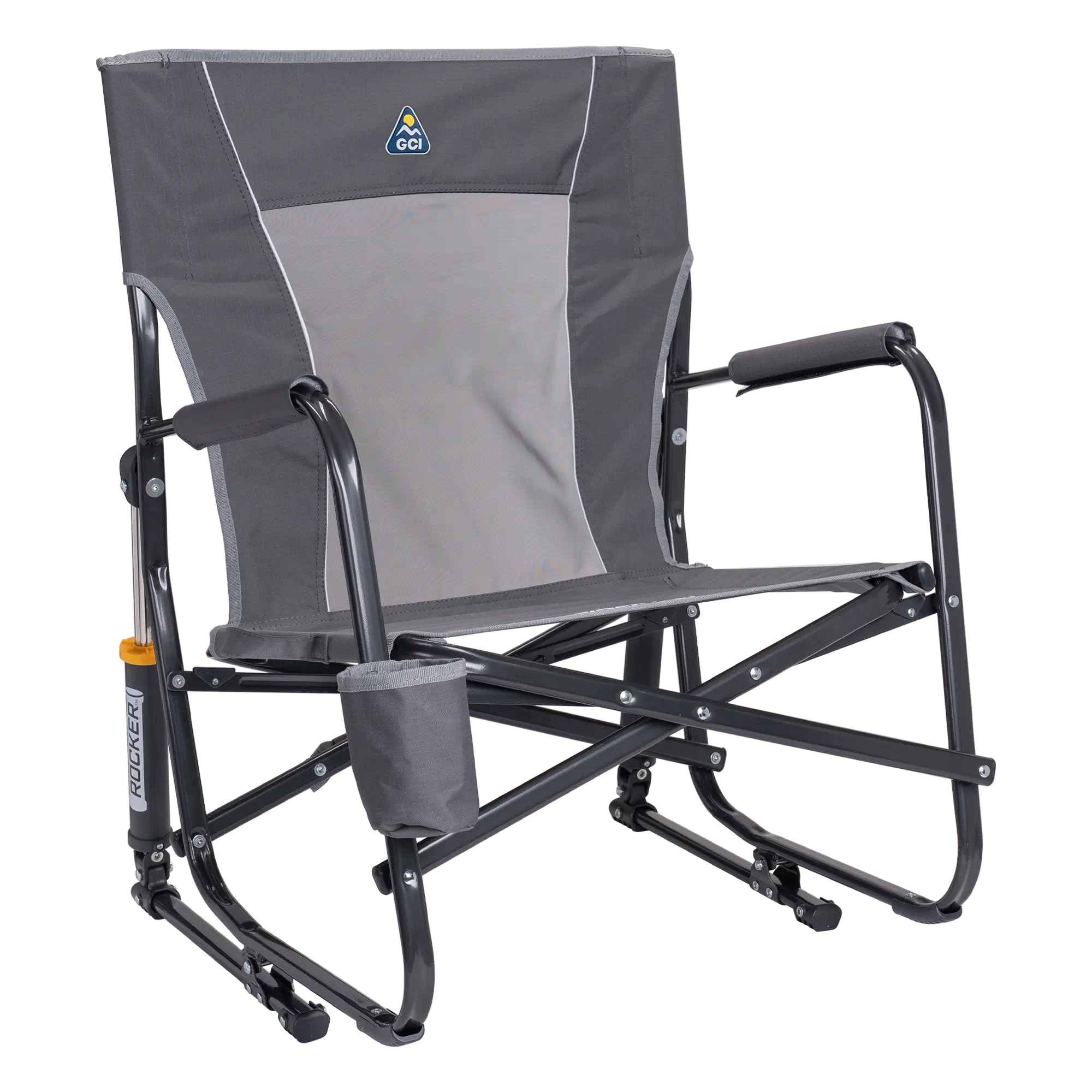 Heavy-Duty Freestyle FirePit Rocker - Choice 737 - Patented Spring-Action Rocking Chair for Camping - Pewter