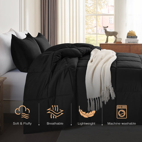 All-Season Queen Size Comforter Sets, 3 Piece Soft Quilted Bedding Sets, All-Season Down Alternative Comforter with 2 Pillow Sha... - Hypoallergenic Ultra-Fluffy Quilt for Winter Detail
