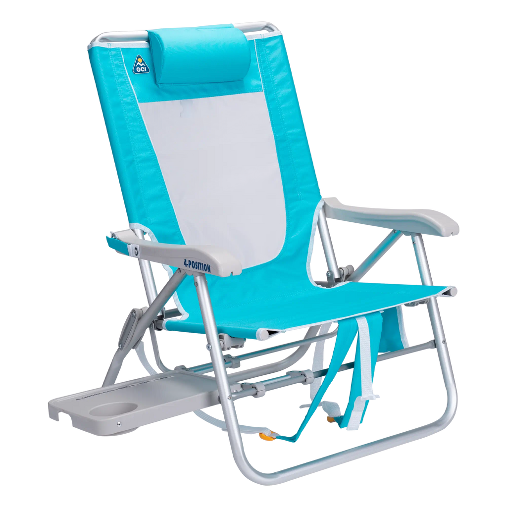 Backpack Travel Big Surf with Slide Table - Choice 334 - Rust-Resistant Aluminum Sand-Friendly Lounge Chair - Seafoam Green