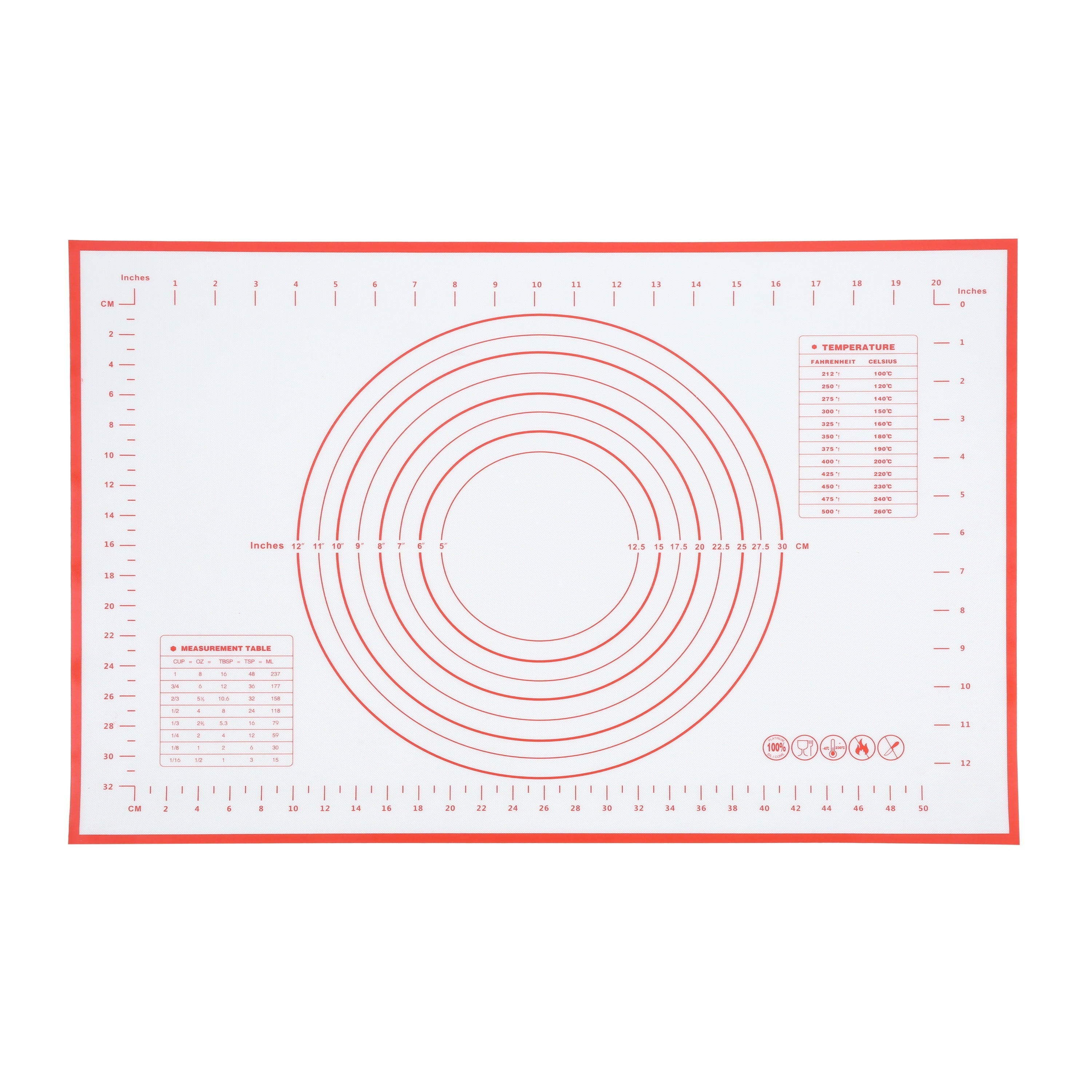 Multi-Functional Reusable Silicone 24"x 18" Pastry Mat with Measurements - Multi-Functional Manual Food Chopper & Slicer Detail