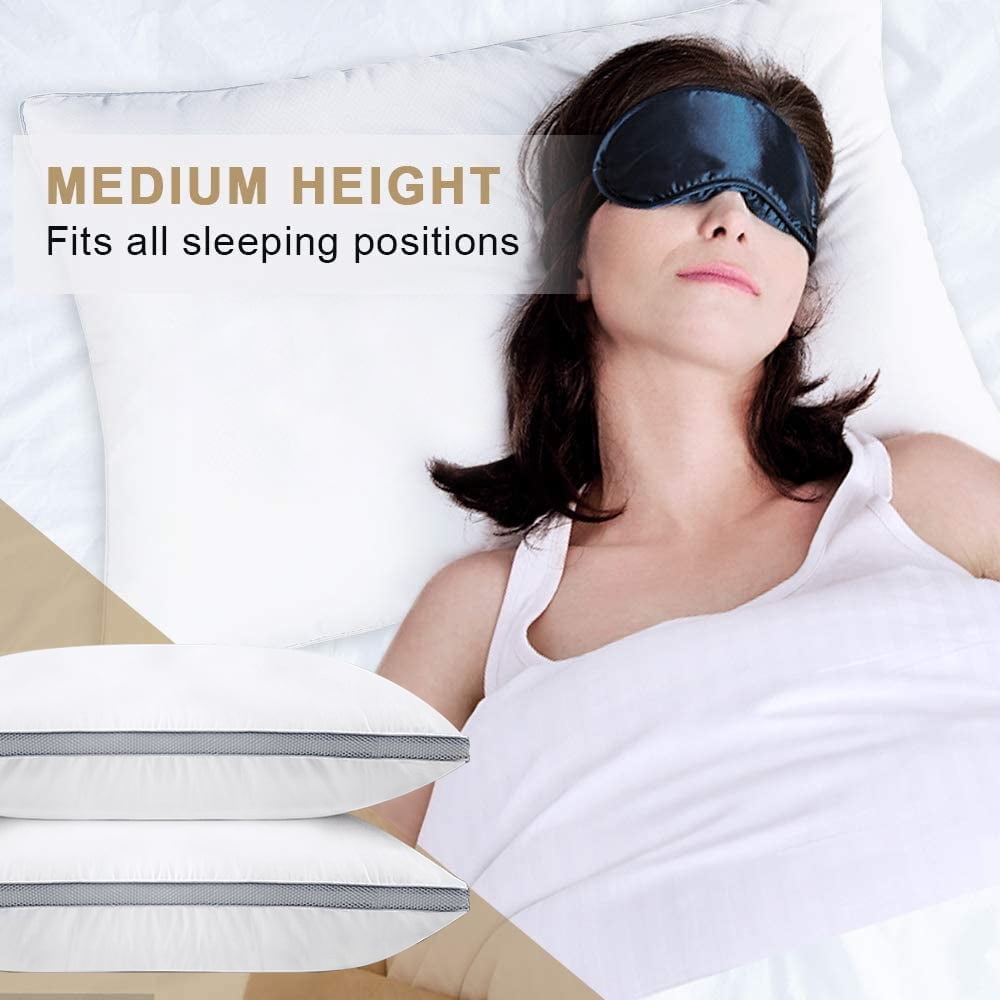 Hotel Collection 2 Pack Cotton Down Alternative Pillows,Queen Size Bed Pillows Gusseted Hypoallergenic - Hotel Quality Plush Sleeping Pillows Detail