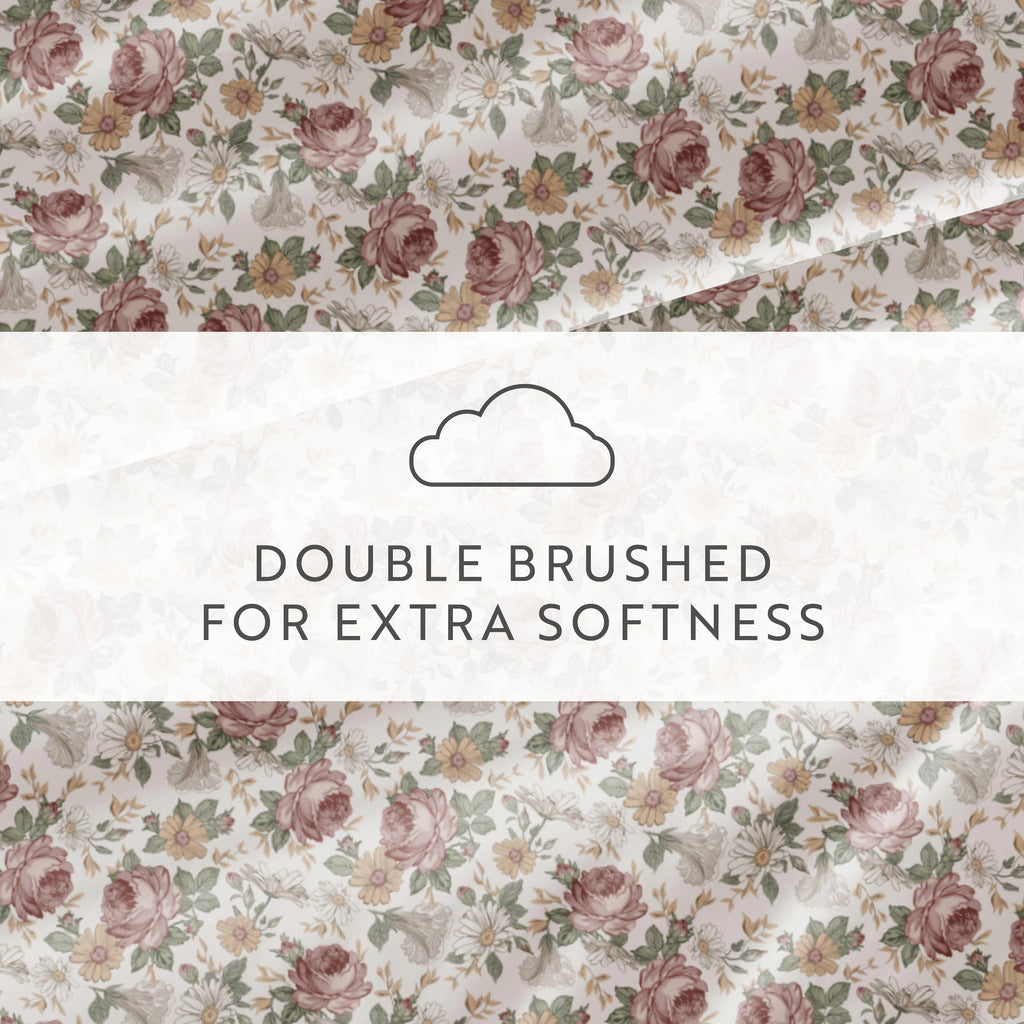 Breathable Luxury 4 Piece Pattern Microfiber Bed Sheets Set, Blooming Floral Rose, Queen - Luxury Bed Sheet Set with Deep Pockets Detail