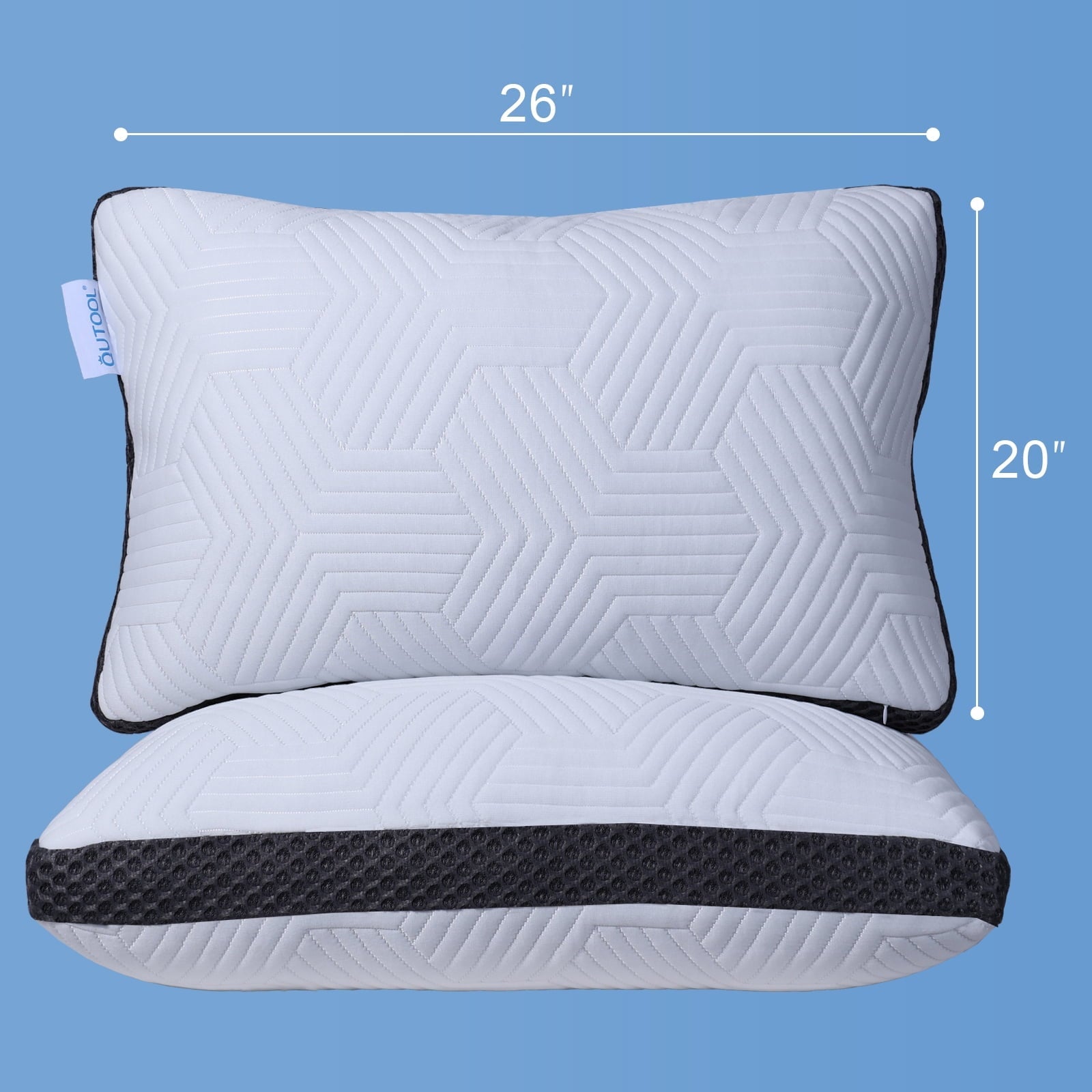 Decorative Plump Soft Bed Pillow, Shredded Memory Foam Pillow, Comfortable Sleeping Pillow, Standard Size, Affordable Everyday Use - Hotel Quality Plush Sleeping Pillows Detail