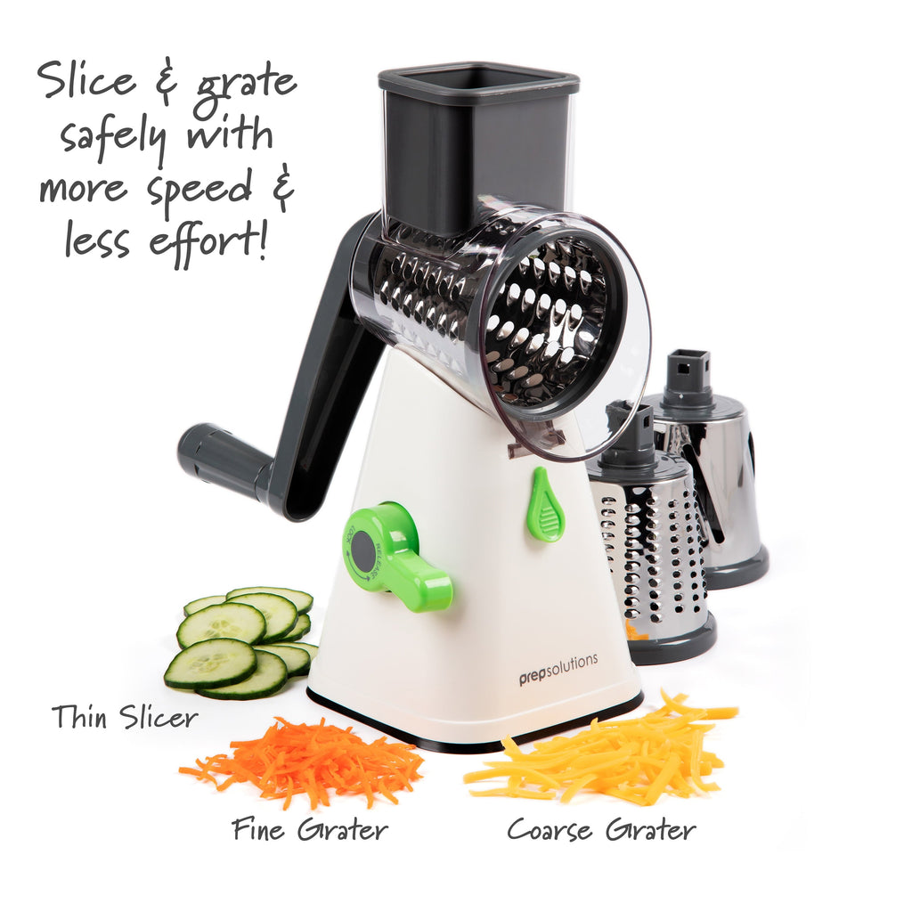 Time-Saving Manual Rotary Grater & Slicer - Premium Stainless Steel Garlic Presser & Peeler Detail