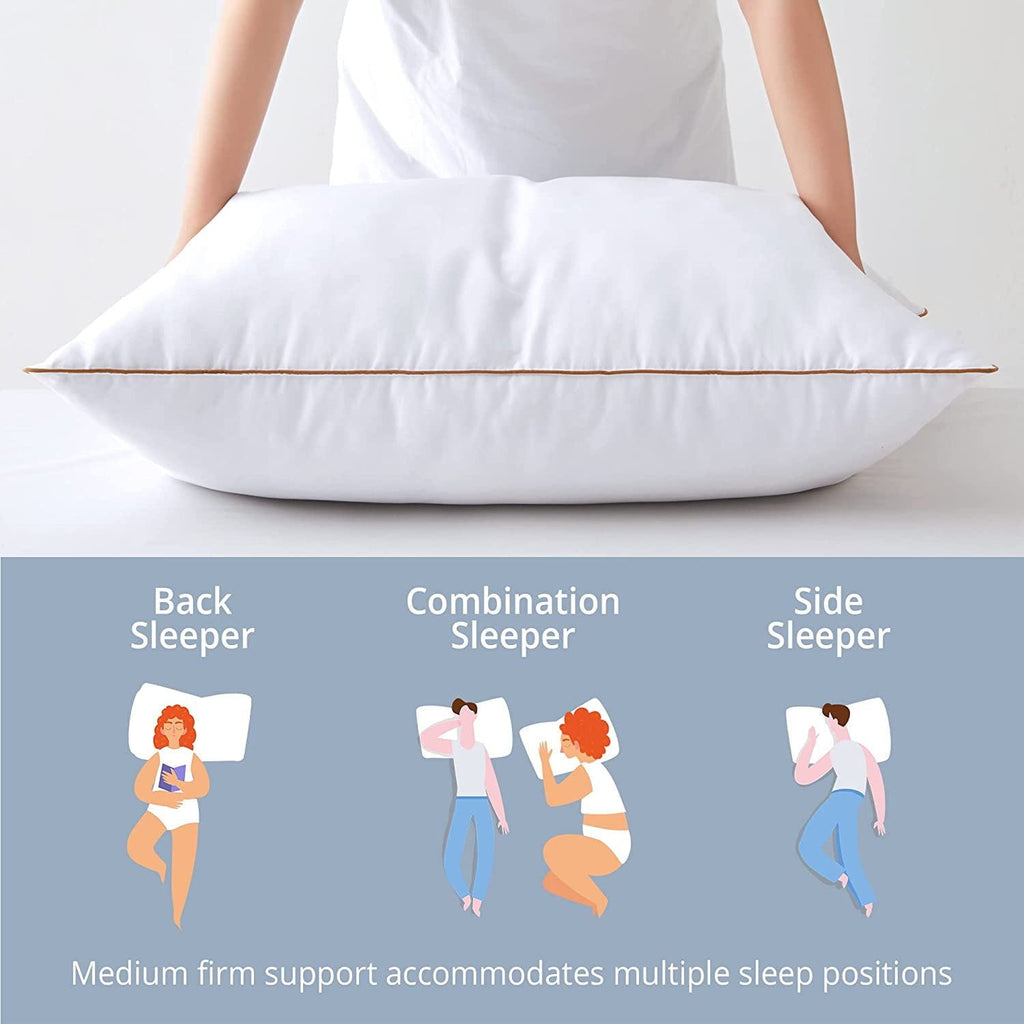 Orthopedic Support Down Feather Pillows for Bed 20 x 30 Inches Queen Size Set of 2, Medium Firm Luxury Cooling Hotel Collection Feather ... - Orthopedic Shredded Foam Bed Pillow Set Detail