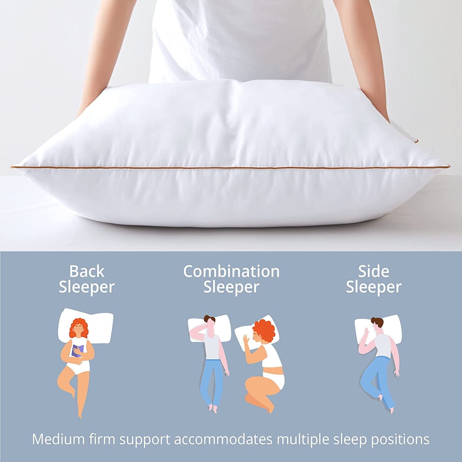 Orthopedic Support Down Feather Pillows for Bed 20 x 30 Inches Queen Size Set of 2, Medium Firm Luxury Cooling Hotel Collection Feather ... - Orthopedic Shredded Foam Bed Pillow Set Detail