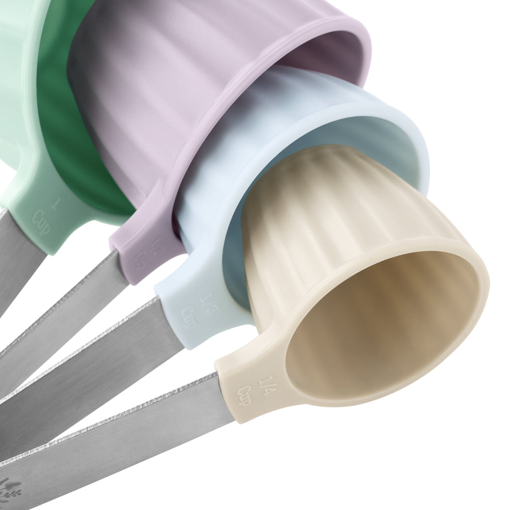 Ergonomic Manual 8-Piece Plastic Measuring Cup and Spoon Set, Multicolor - Premium Stainless Steel Garlic Presser & Peeler Detail