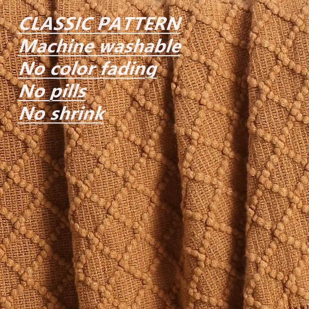 Reversible Sherpa Home Decor Rustic Couch Sofa Chair Bed Throw Blanket, Soft Warm Light Weight in Spring Summer (50''X60'' Brown) - Luxury Knitted Decorative Throw Blanket with Fringes Detail