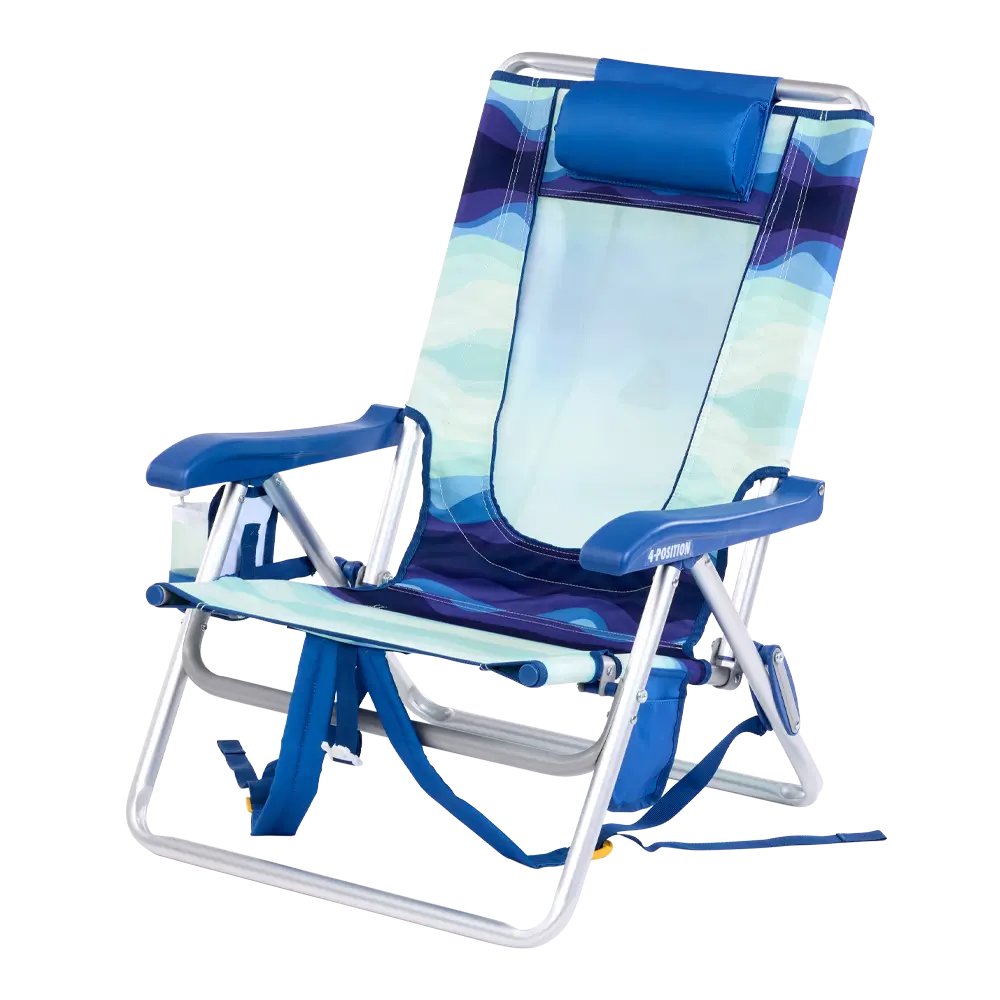 Reclining Beach Backpack Beach Chair - Choice 709 - Multi-Position Outdoor Beach Chair with Pillow Detail