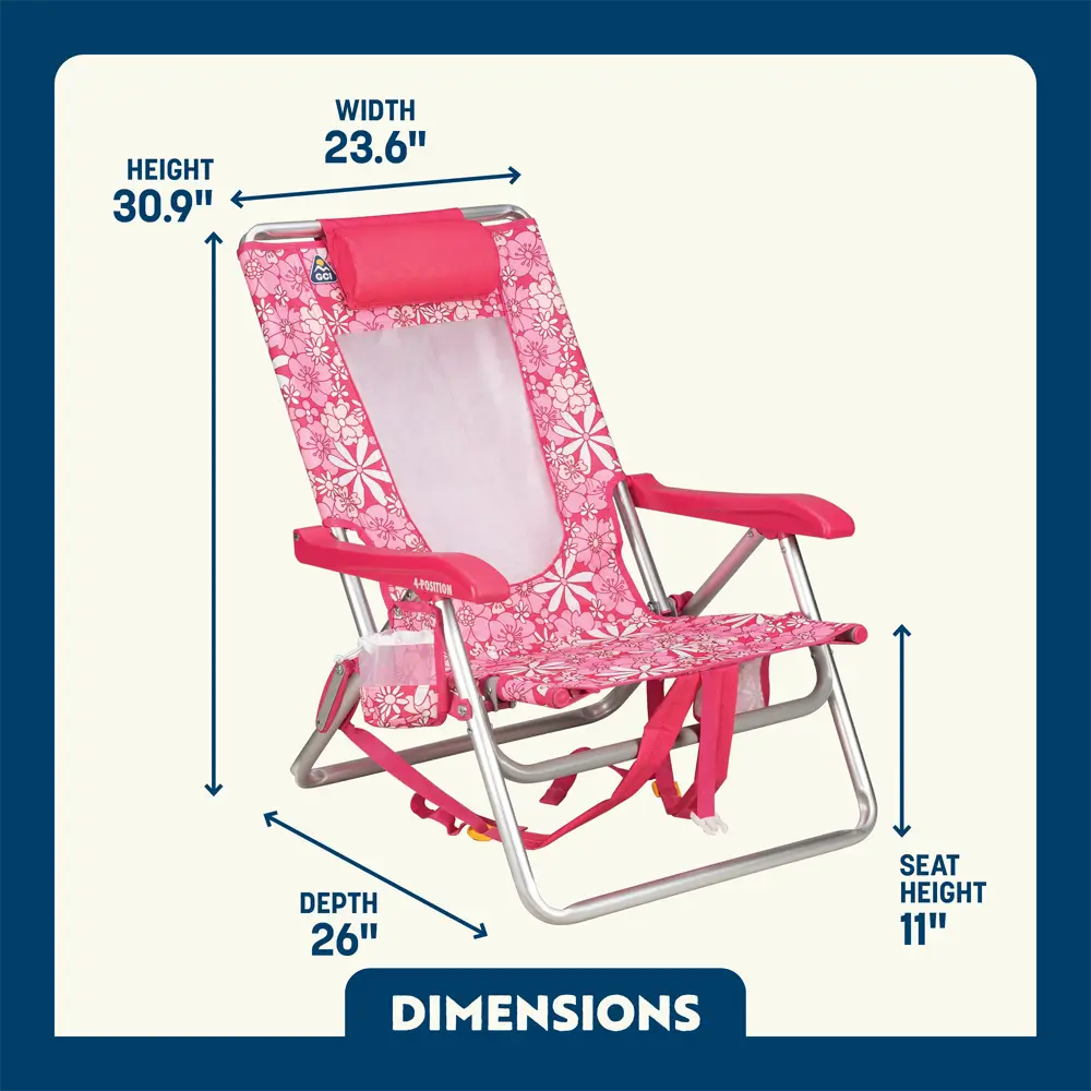Reclining Beach Backpack Beach Chair - Choice 709 - Multi-Position Outdoor Beach Chair with Pillow Detail