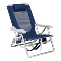 Reclining Beach Backpack Beach Chair - Choice 709 - Multi-Position Outdoor Beach Chair with Pillow - Nautical Blue